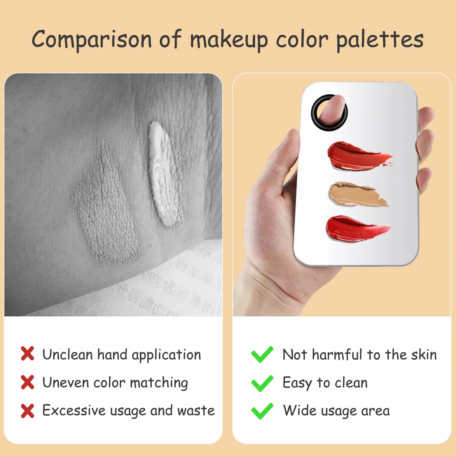 Palette per Miscelazione del Trucco Acciaio Inossidabile Tavolozza di miscelazione con Spatola per Mescolare Fondotinta, Argento