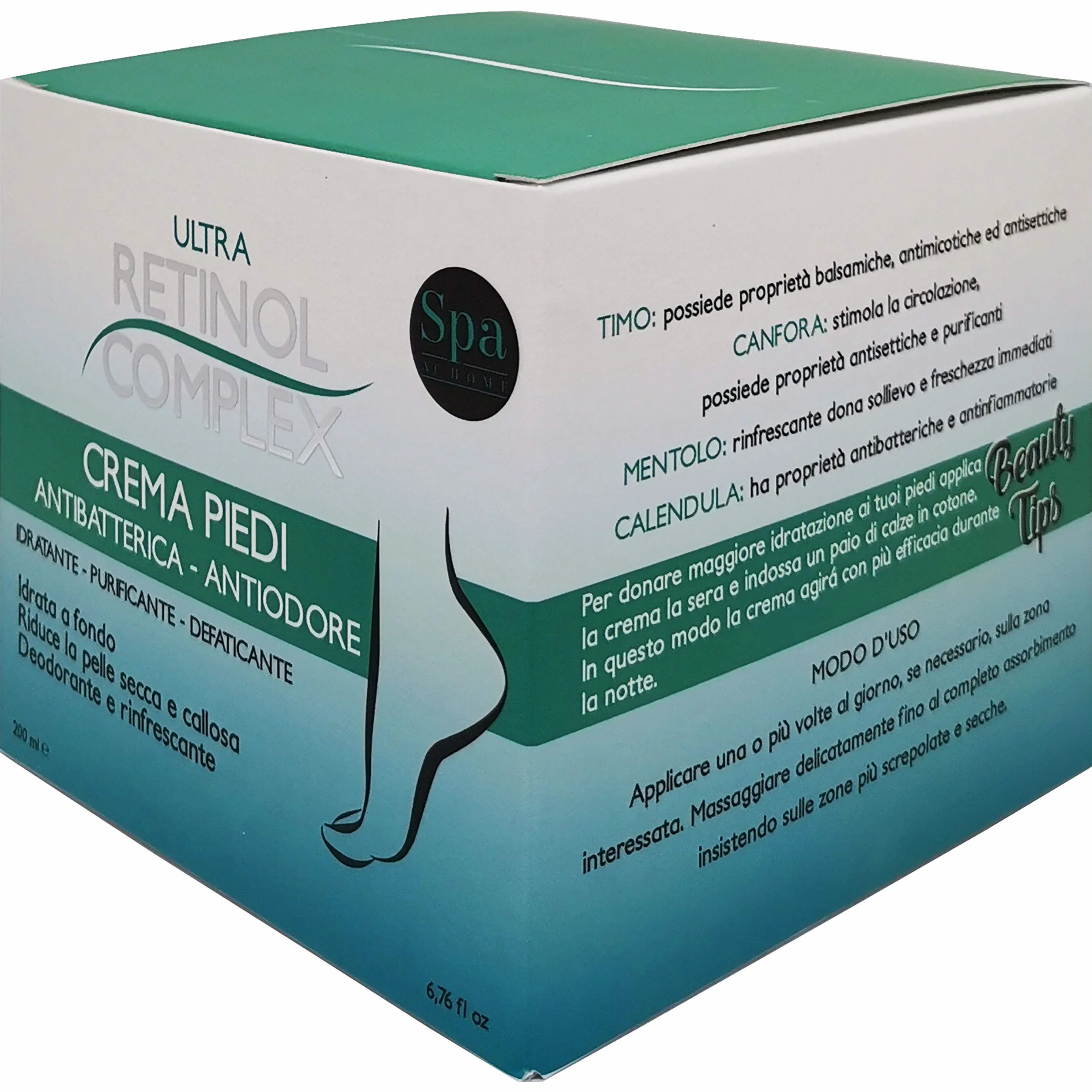 Retinol Complex Crema Piedi Antibatteria Antiodore Idratante Purificante Defaticante