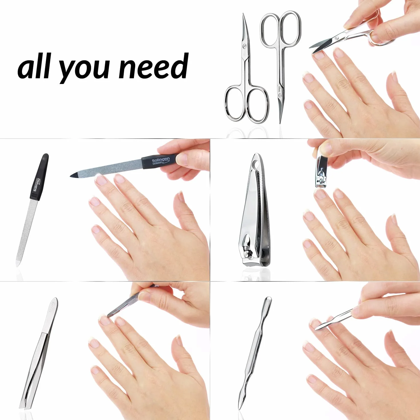 marQus Solingen Germania set manicure professionale 7 pezzi custodia in vera pelle