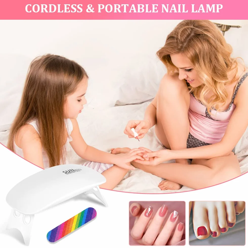 URAQT Professionale Lampada UV LED Unghie, Mini lampada per unghie portatile UV a forma di topo, Asciuga Smalto Gel Unghie, con Lima Unghie, Nail Lamp per Uso Domestico e Viaggiare(Bianco)