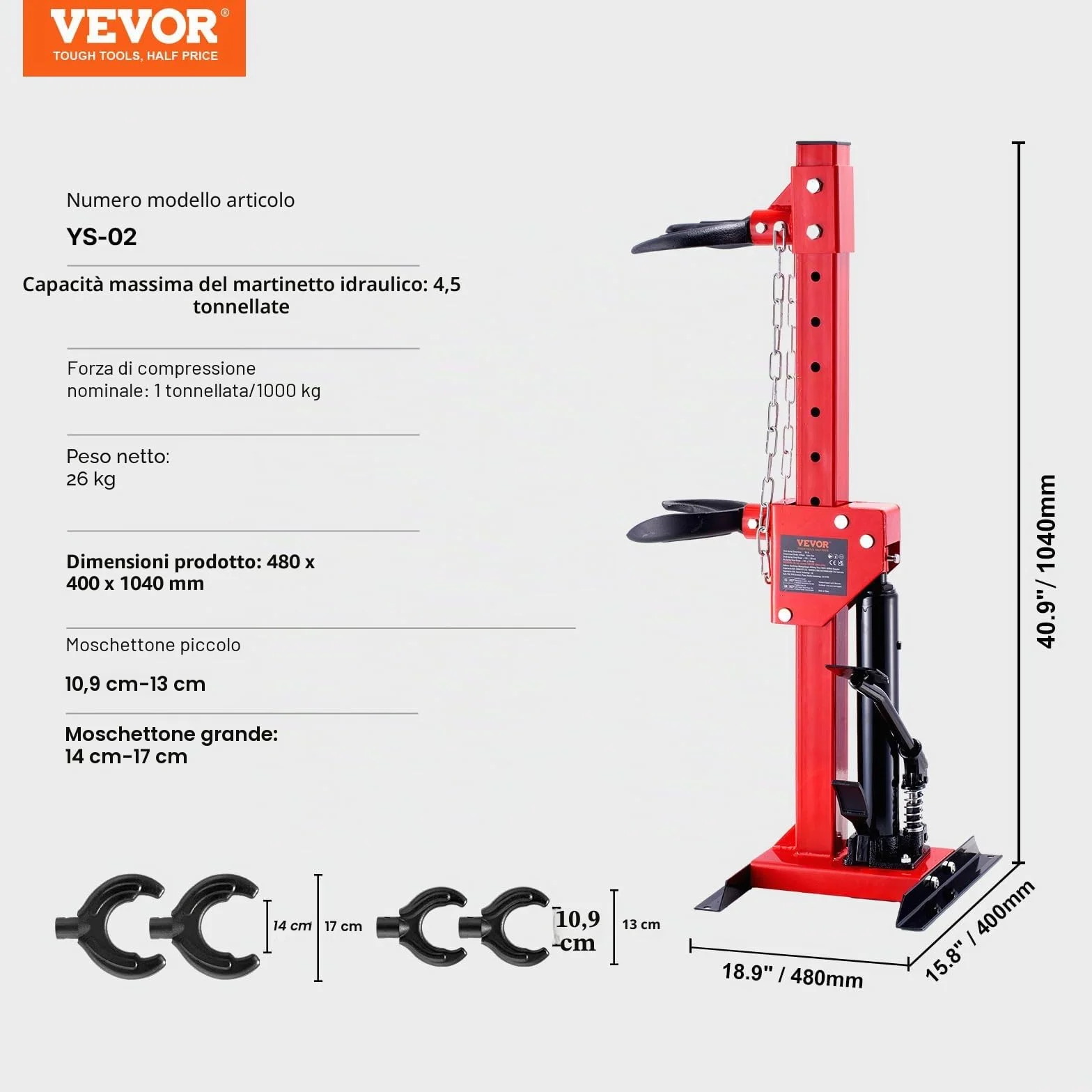 VEVOR Kit Compressore a Molla Ammortizzatore Idraulico 320mm 4,5T per Auto SUV