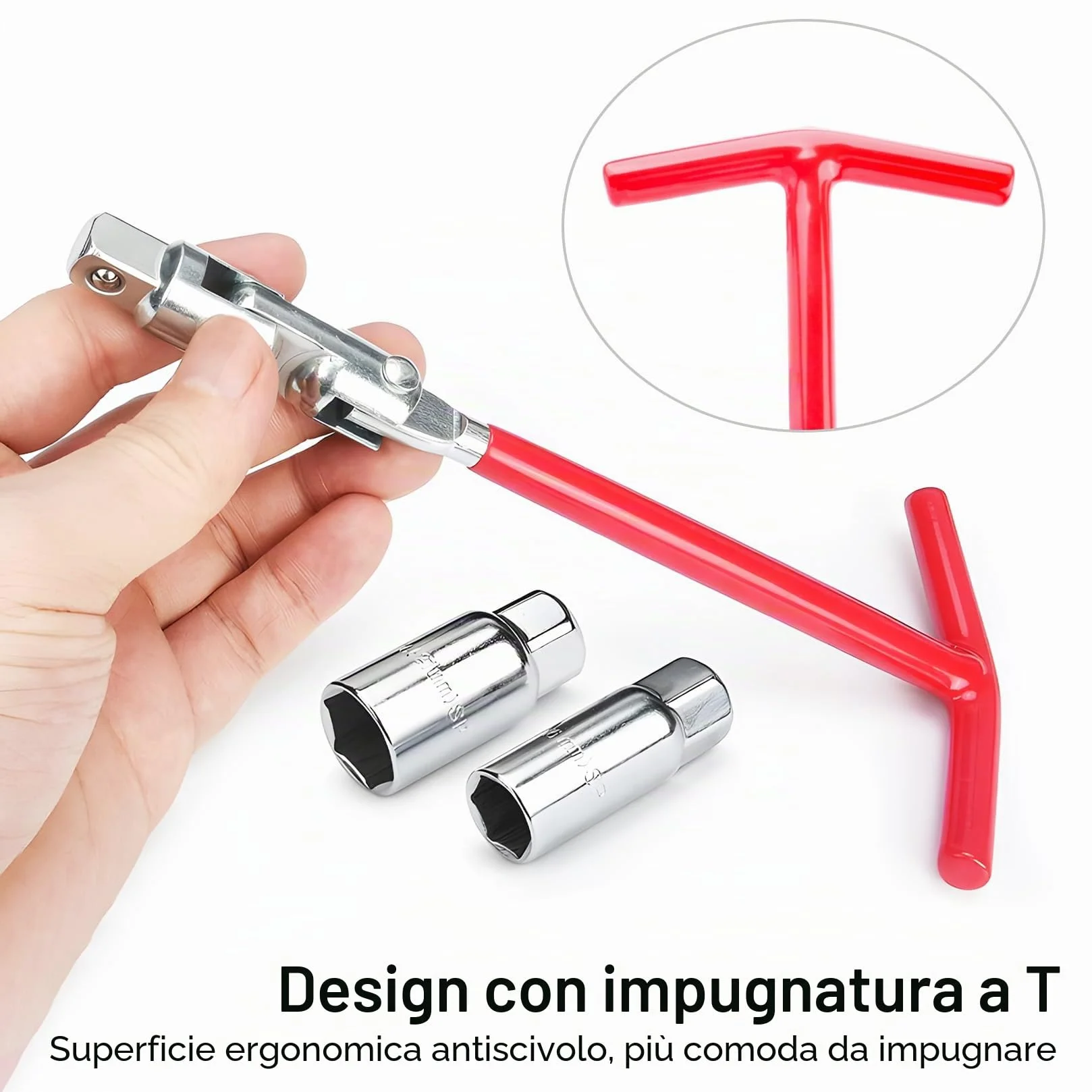 Set Chiavi Candela 16mm 18mm 21mm con Impugnatura a T per Auto e Moto