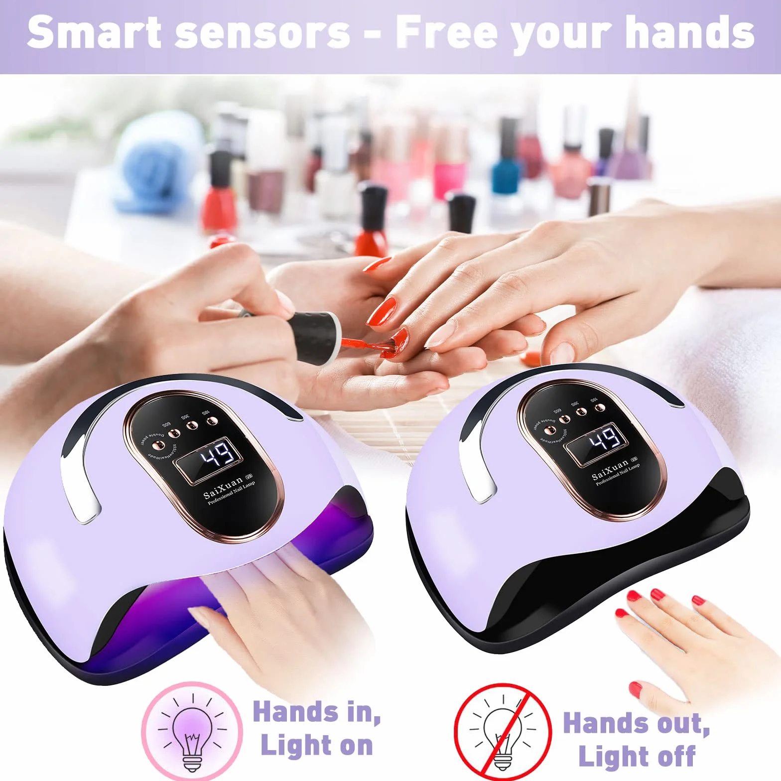 Lampada UV LED Lampada Unghie 168W Professionale Fornetto per Manicure/Pedicure Permanente Smalto Semipermanente 4 Timer con 10s/30s/60s/99s Display LED Automatico Sensore