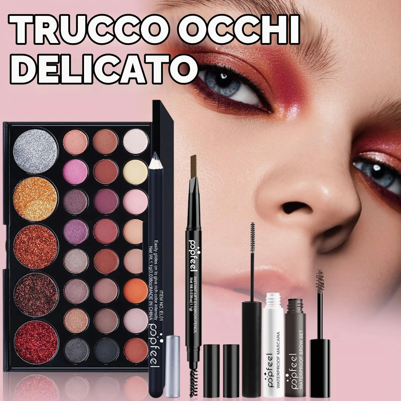 Trucchi Donna, Set Trucchi Donna, Trousse Trucchi Ragazza, Set Make Up, con palette di ombretti, correttore, mascara, eyeliner, pennelli per makeup, Natale, set regalo di compleanno A191