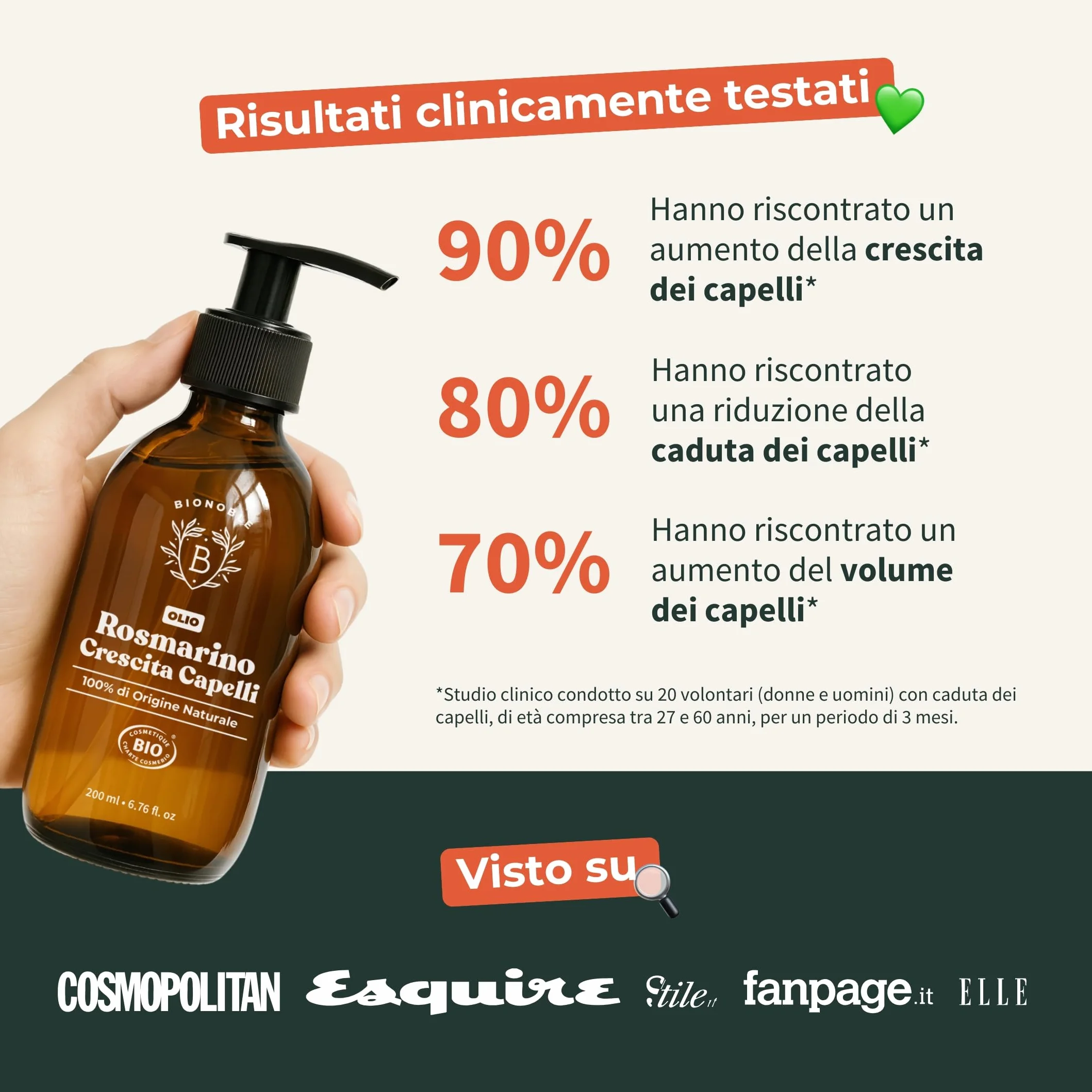 BIONOBLE Olio di Rosmarino per Capelli Bio 50ml - Stimola Crescita, Nutre il Cuoio Capelluto