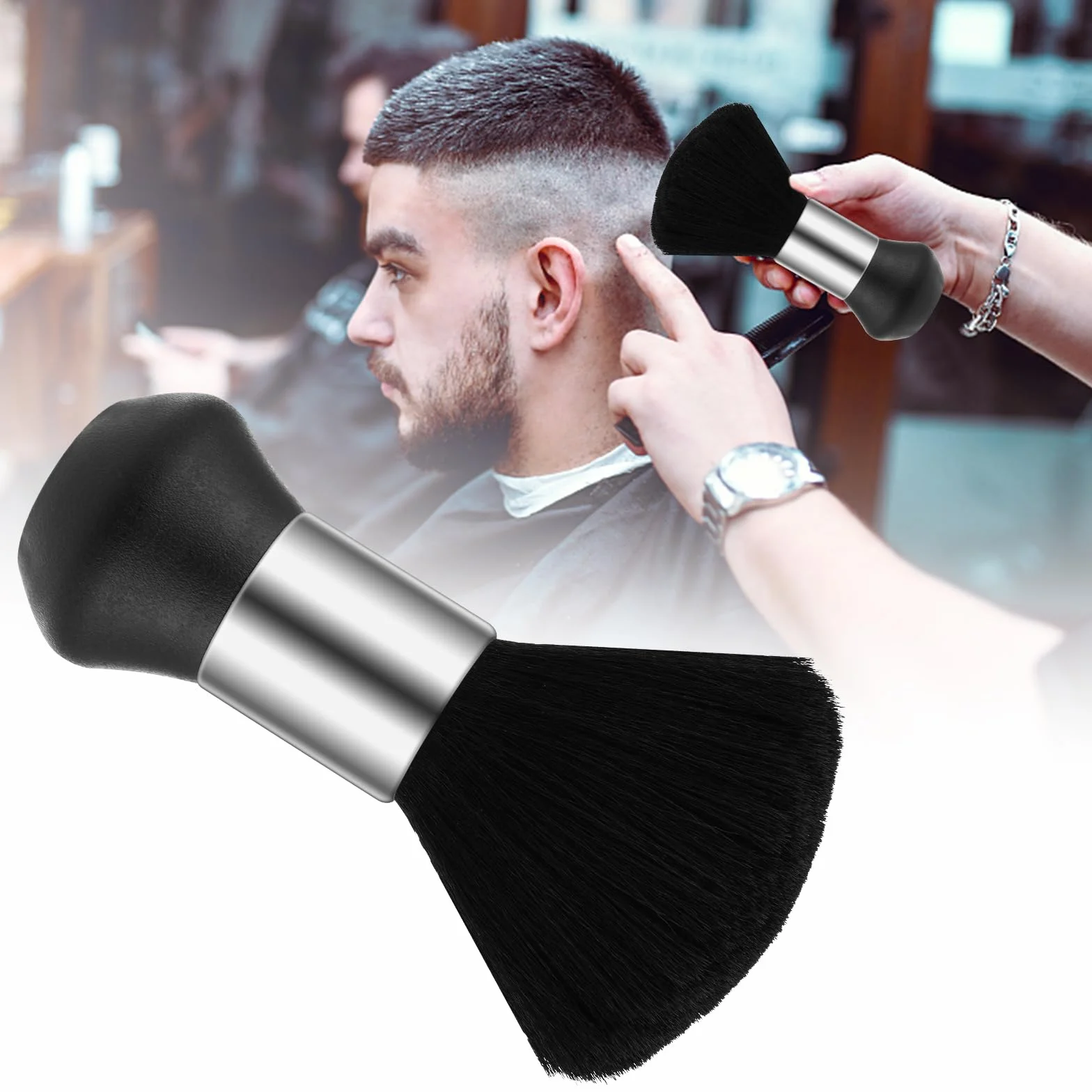 Set di spazzole per spolverare il collo del barbiere – Spolverino morbido per il collo del barbiere con spazzola per la pulizia del rasoio da barbiere, spazzola professionale per spolverare i capelli