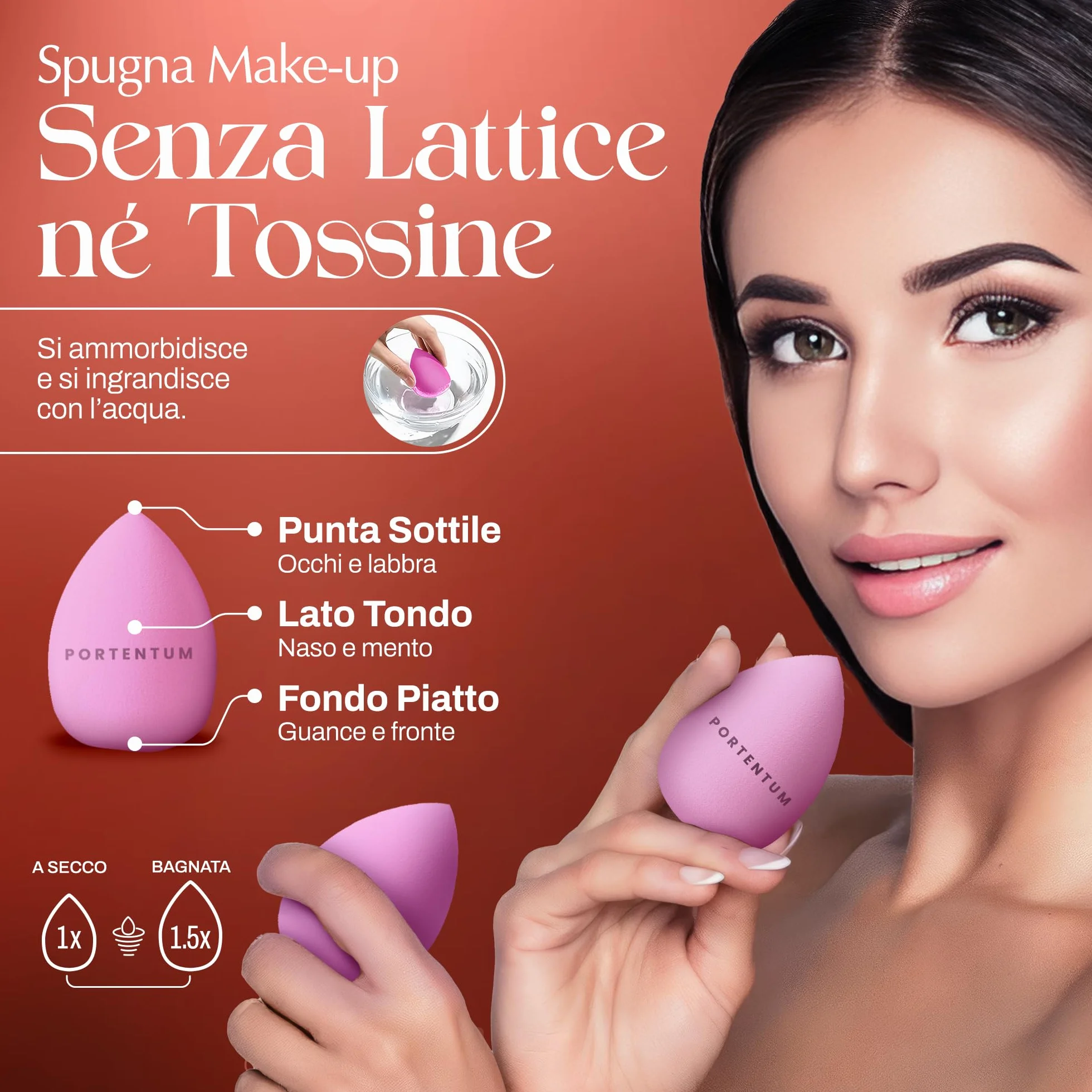 PORTENTUM Set Pennelli Make Up 10+2 Premium Synthetic Trucco Fondazione Cipria Fard Ombretto con Spugnetta e Blender Beauty