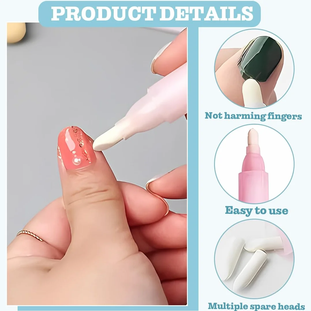 4 Pezzi Penna Correttore Smalto con 12 Punte di Ricambio Rimozione Smalto per Unghie Senza Solvente, Nail Remover Correzione Pen, Pennello Correggi Smalto per Unghie