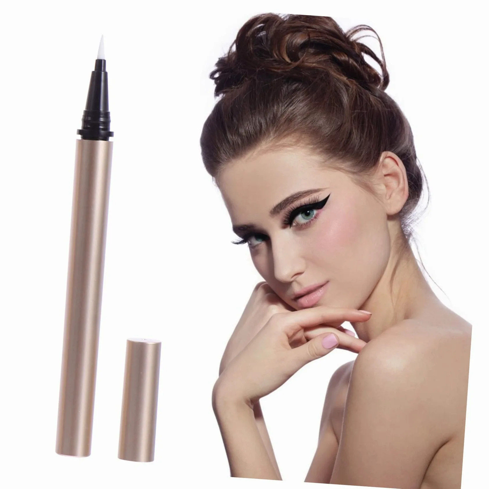 Tubo Eyeliner Ricaricabile 1ml in Plastica Oro, 5 Pezzi | Formato Compatto da 1ml, Confezione da Cinque, Adatto a Grossisti Cosmetici e Mercati, Portatile