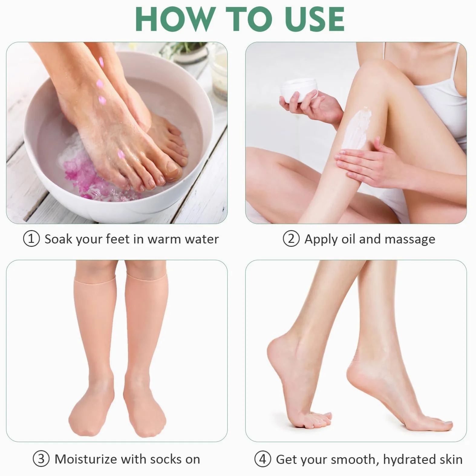 Calzini Idratanti Lunghi 1 Paio per Piedi Secchi Sebs | Tono Khaki, Elastiche e Skin Friendly, Uso su Dita e Piedi in Inverno o Dopo Crema