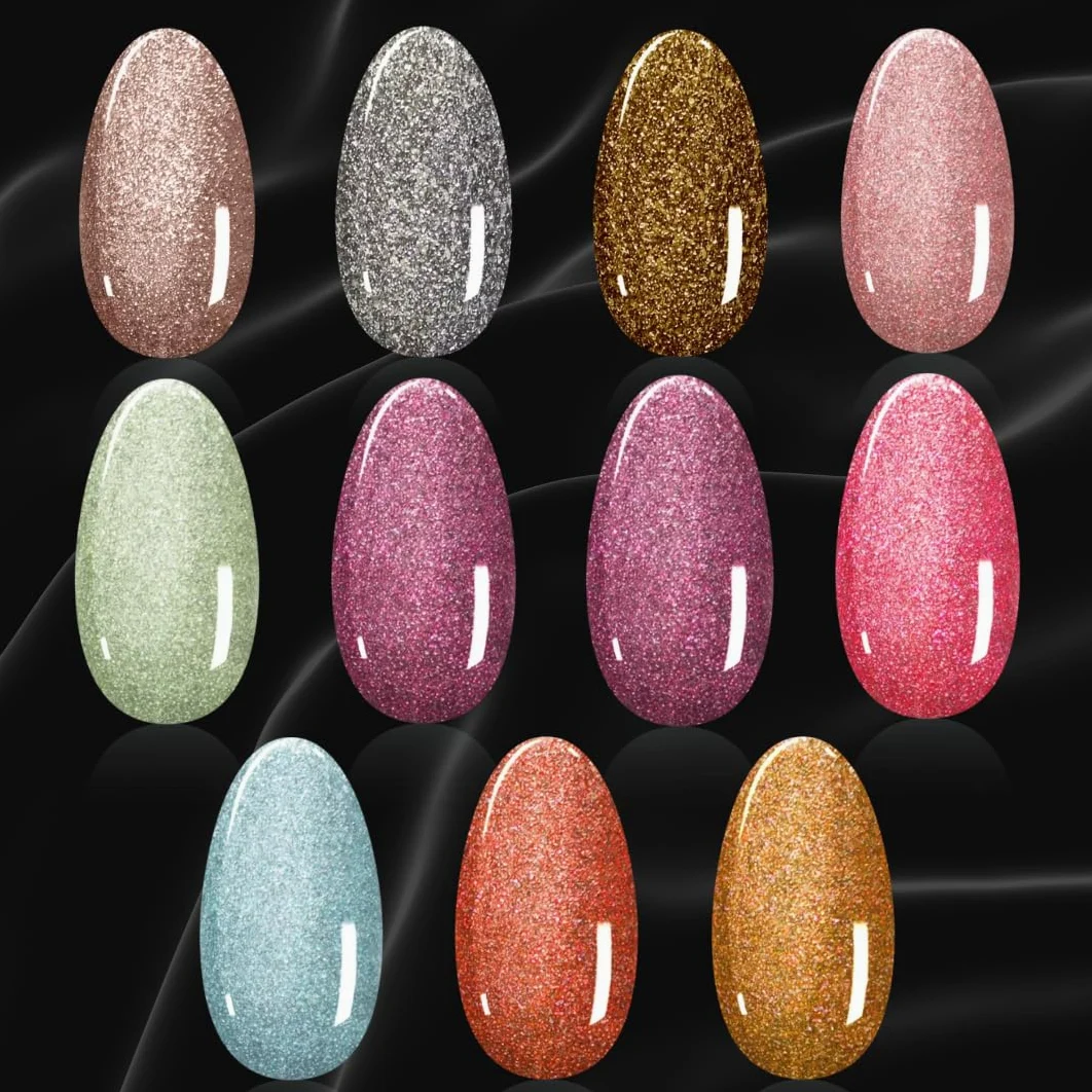 Kit Semipermanente Glamour 8ml Kit colori semipermanente ad alta pigmentazione glamour, colori glitterati intensi