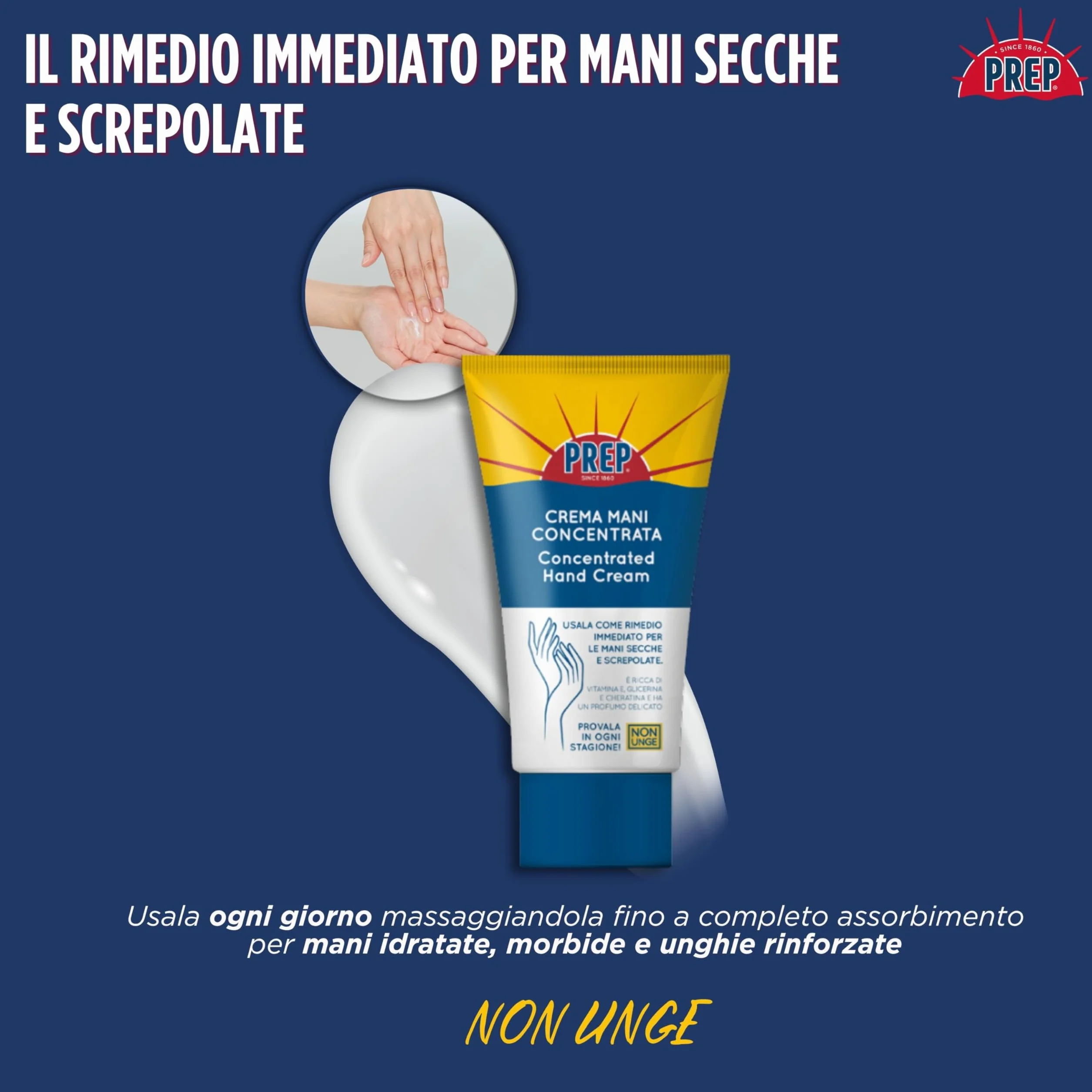 Prep Crema Mani Concentrata con Vitamina E, Glicerina e Cheratina, 75ml