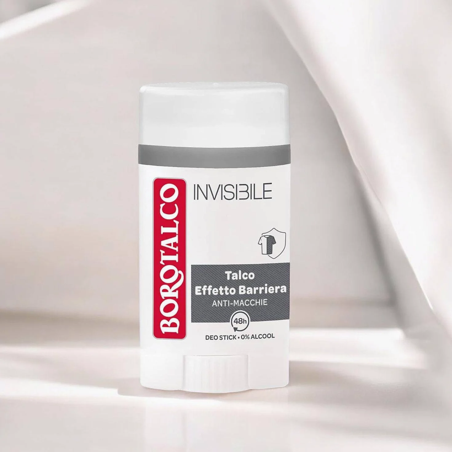 Borotalco Invisible Deodorante Uomo Talco Effetto Barriera Anti-Macchie Senza Alcool 48H Stick 40 Ml (12)