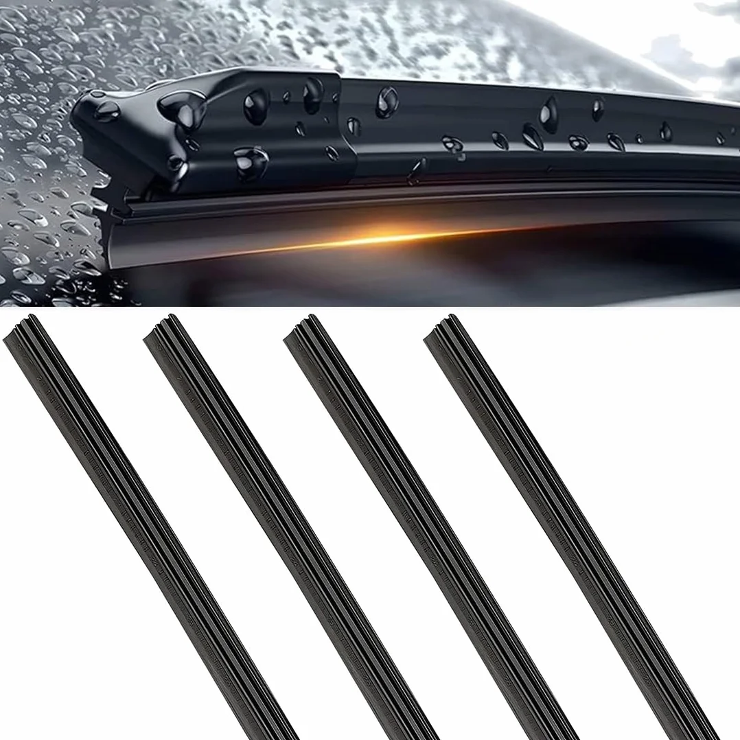 Gomma Tergicristalli Auto 4 Pezzi, Strisce Gomma Ricambio Universale, Compatibile con Tutti i Tergicristalli (Nero)