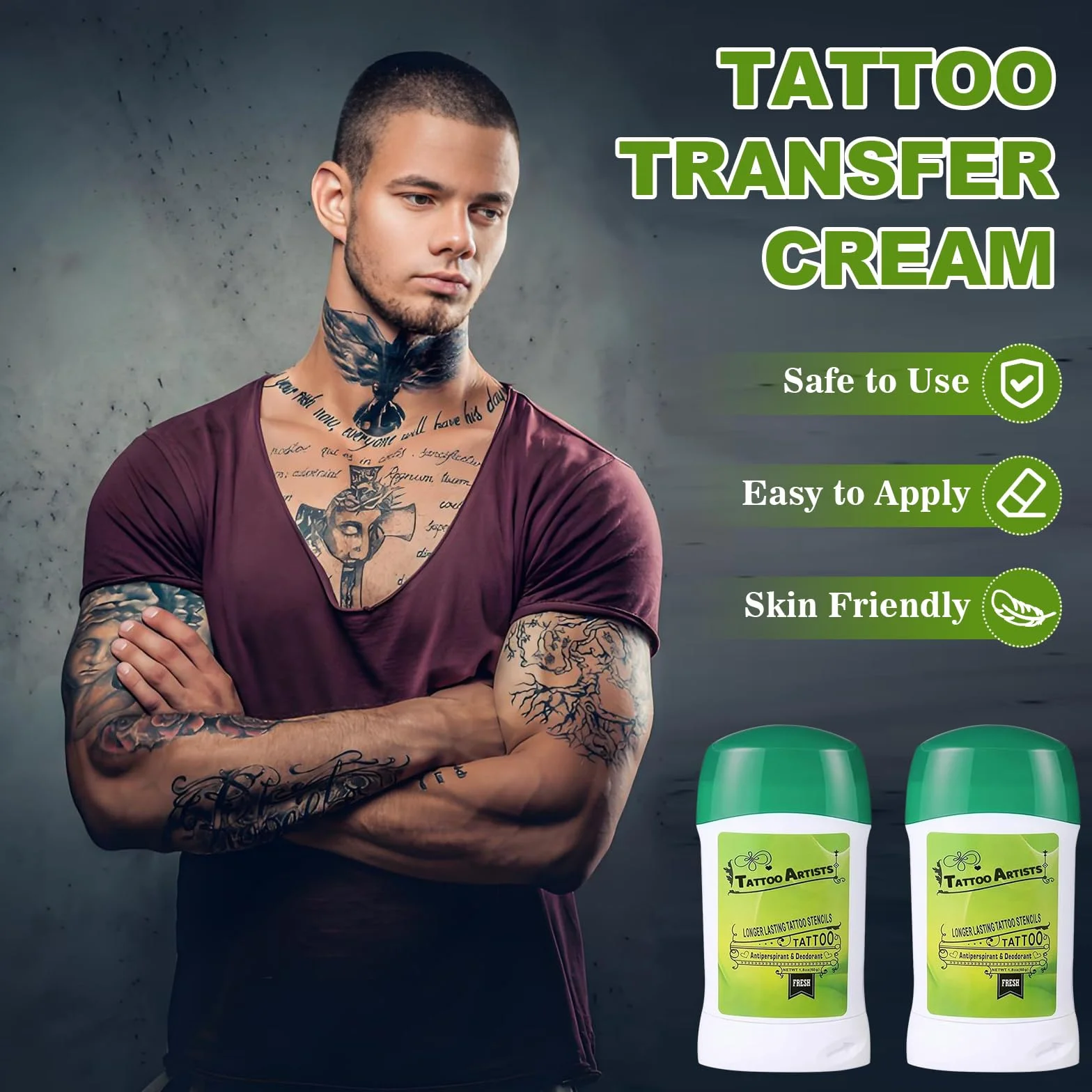 Tattoo Transfer Gel Stencil Gel - TONBAO Crema Gel per Trasferimento Tatuaggi Doppio Pack 2 x 51g per Professionista Formula Veloce Asciugatura Linee Chiare