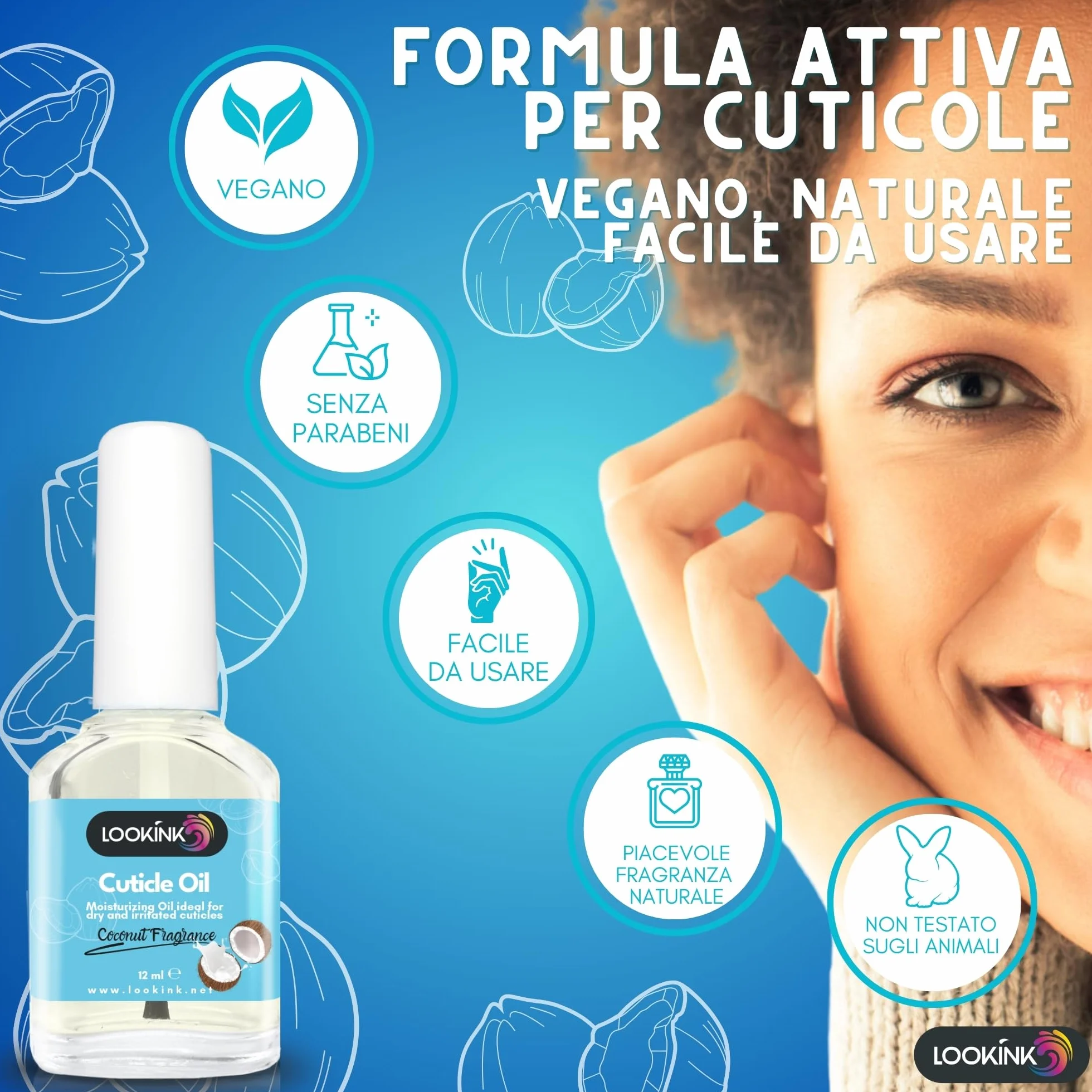 Olio Cuticole Unghie Professionale 12 ml, Fragranza Cocco, Idratante e Nutriente per Cuticole di Mani e Piedi