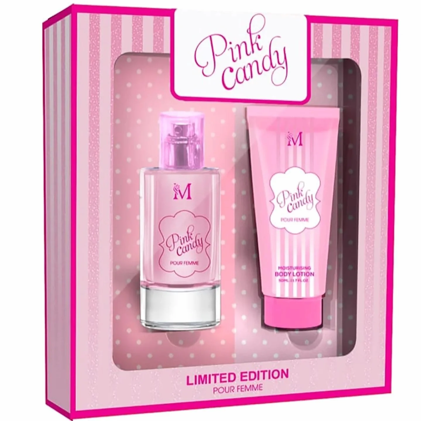 Profumo Donna eau de Parfum Pink Candy Limited Edition CONFEZIONE SET PROFUMO 50 ML + Crema Corpo 50 ML Donna kit regalo