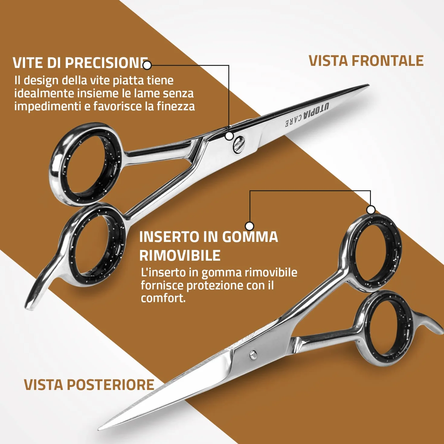 Utopia Care Forbici da parrucchiere in acciaio inox 6,5 Pollici Argento