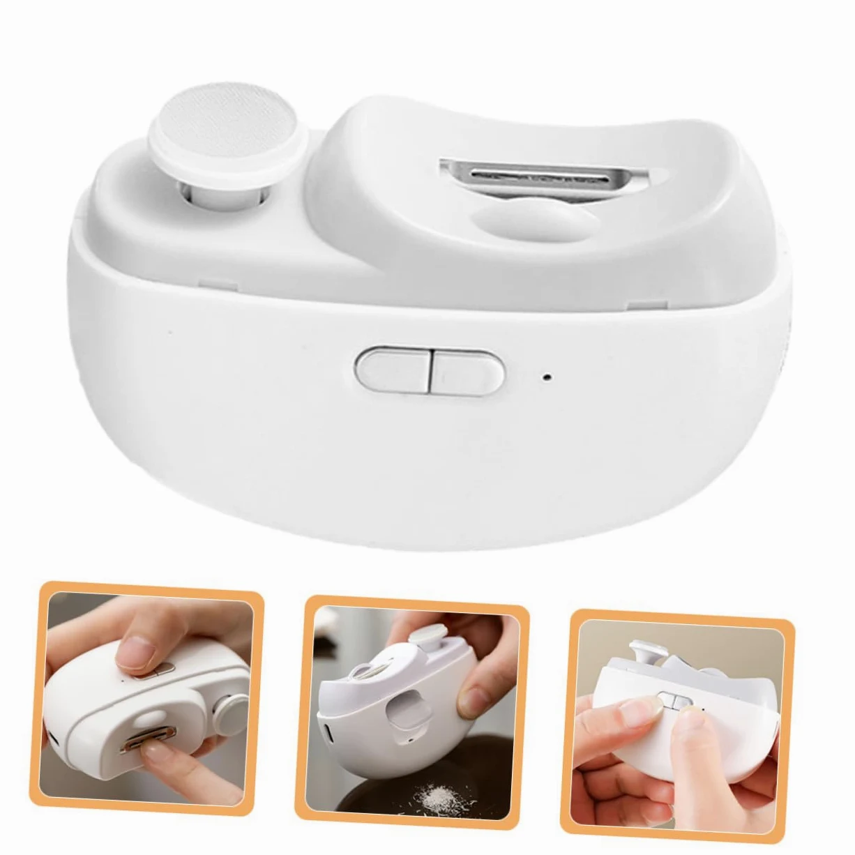 500mah Tagliaunghie Bianco Ricaricabile Automatico Elettrico | Doppia Funzione con Luce, Due Velocità di Rotazione, Abs e Lega, per Adulti e Ragazzo Ragazza