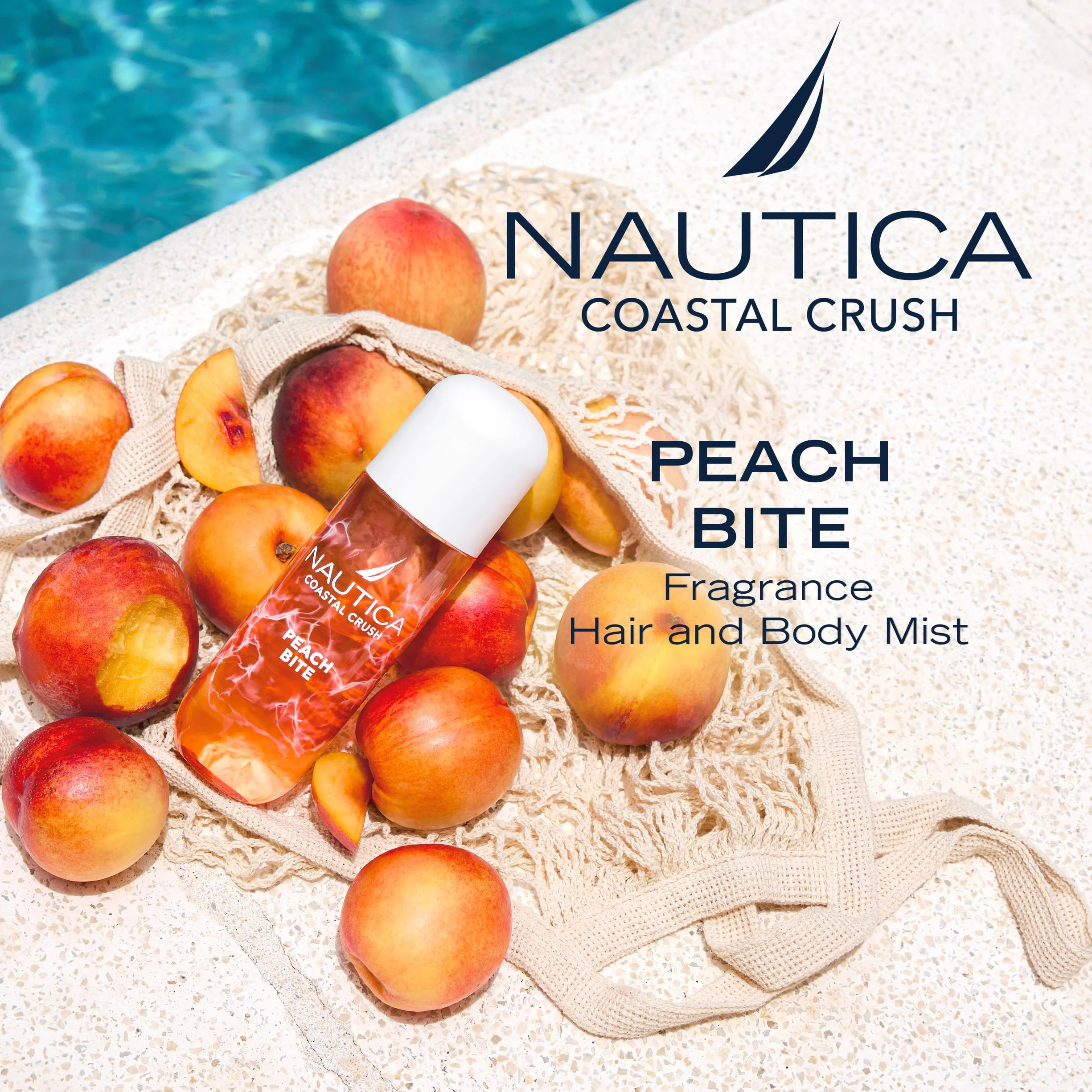 Nautica, Acqua profumata per il corpo Coastal Crush Peach Bite, Acqua profumata femminile per corpo e capelli dal profumo gourmand succoso fruttato, 236ml