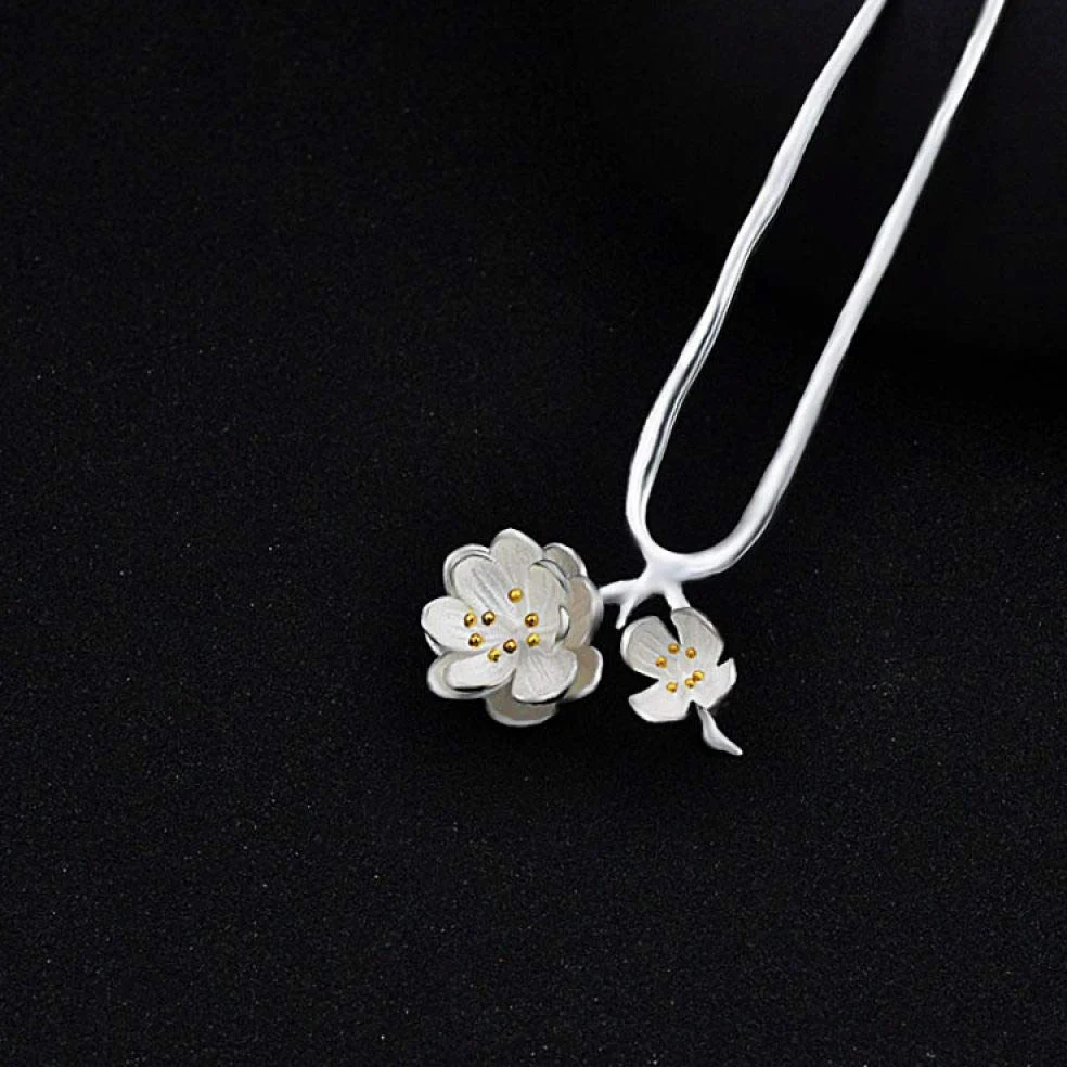 Gioielli per Capelli Cinesi, Bacchette for Capelli retrò a Forma di U in Argento 925 for Donna, 2 forcine for Capelli con Fiori di pesco, Perle Etniche, 2 Punte for Chignon.