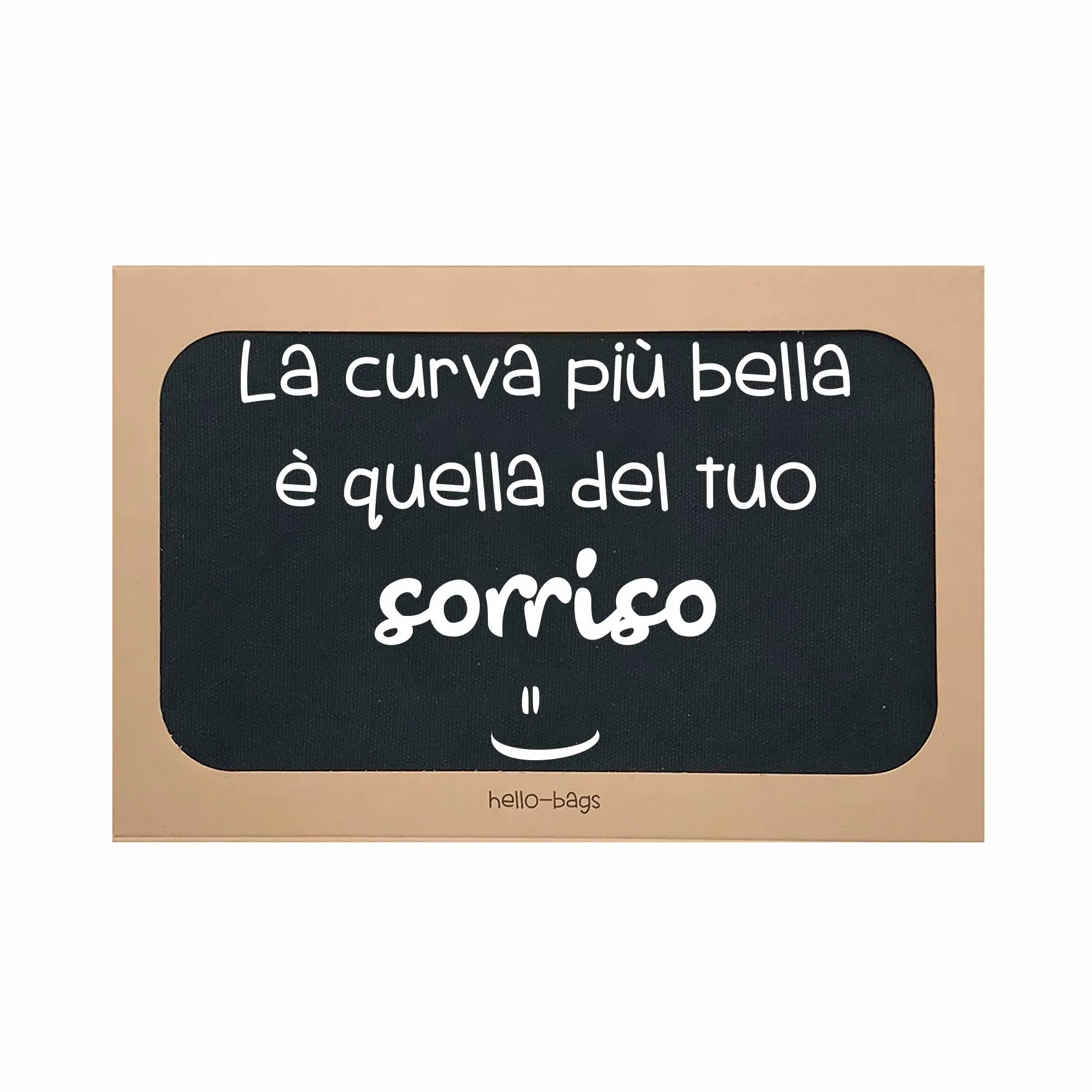 hello-bags Necessaire/pochette in tessuto con cerniera interna e fodera. Include una bella busta regalo kraft. Modello CURVABELLA. Colore: Ecru/Nero. Misure: 23 x 15,5 cm.