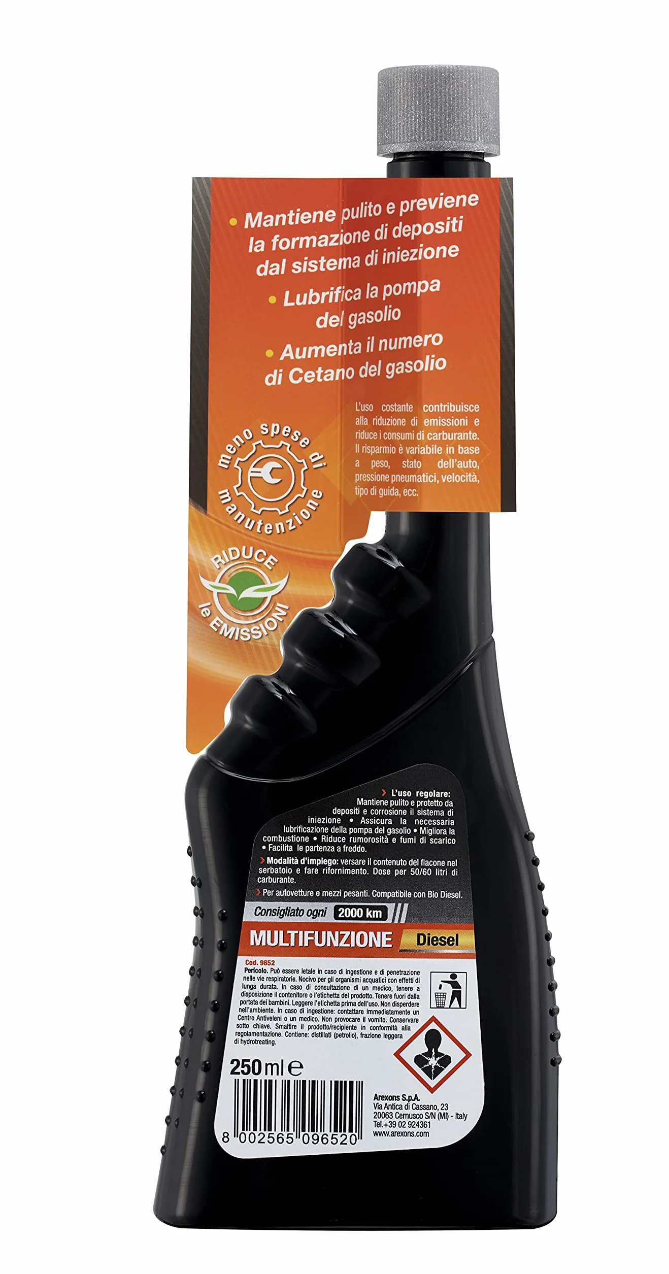 Arexons Additivo Diesel Multifunzione 250 ml Pulitore Protettivo per Motori Diesel e Turbo Diesel