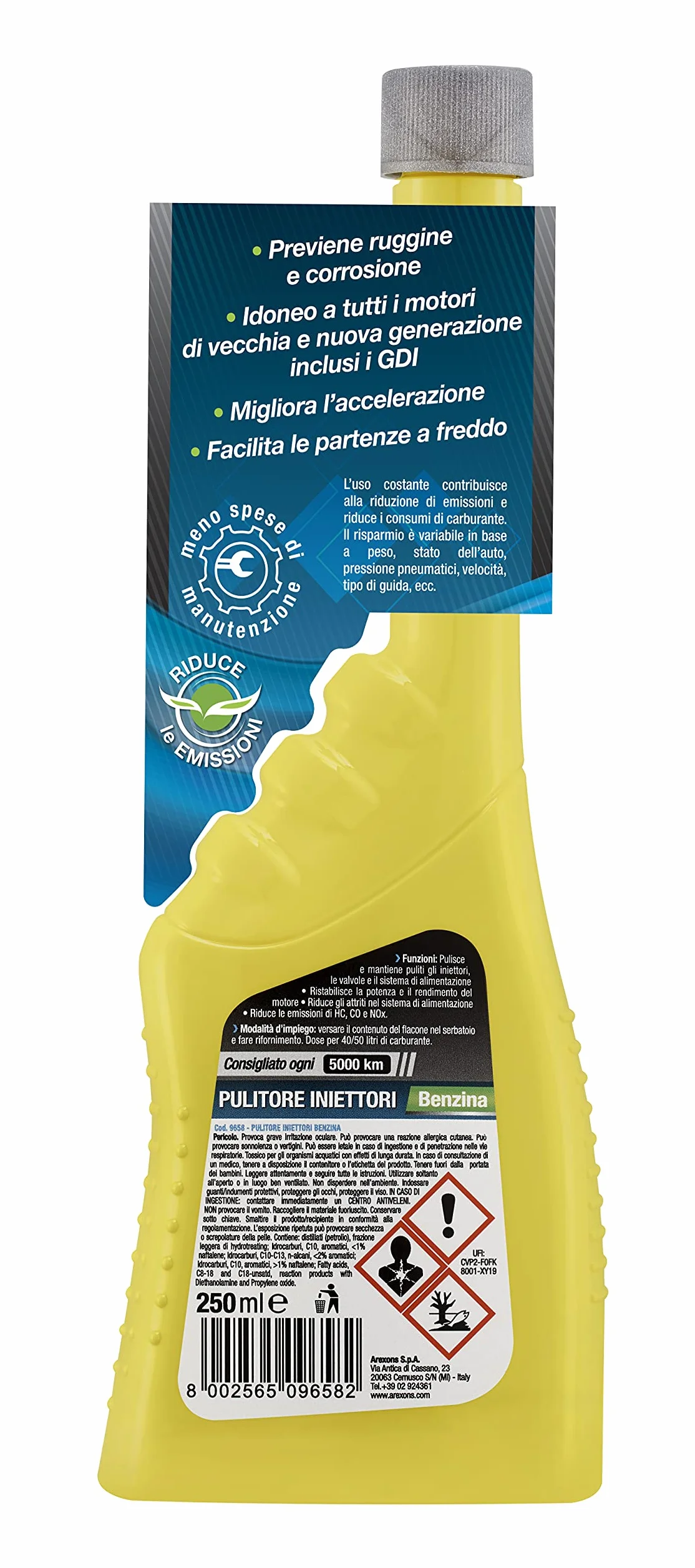 Arexons Additivo Benzina Pulitore Iniettori 250 ml Protettivo Motori Benzina