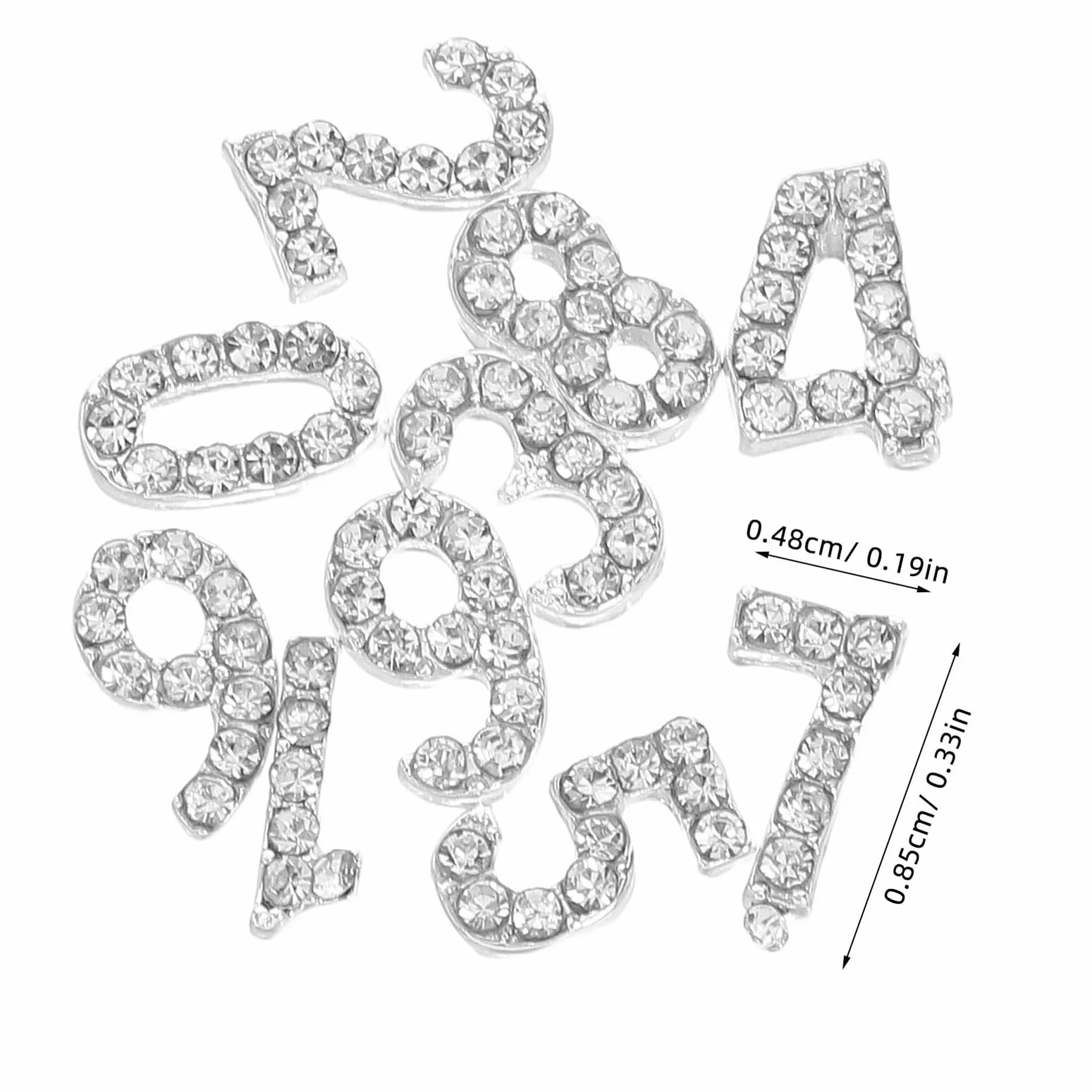 100pezzi Ciondoli Numerici per Unghie Strass Decorazioni per Nail Art Numeri di Cristalli Accessori per Unghie Piatte Incastonatura Sicura per Feste Spettacoli e Festival