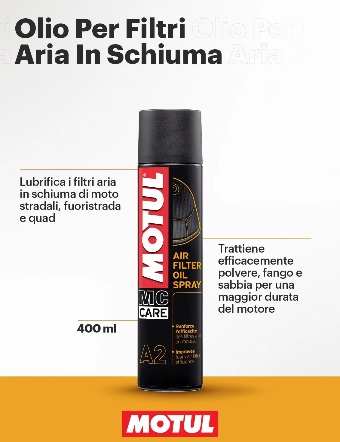 Motul MC Care Air Filter Oil Spray A2-400 ml - Olej do Filtra Powietrza Piankowego