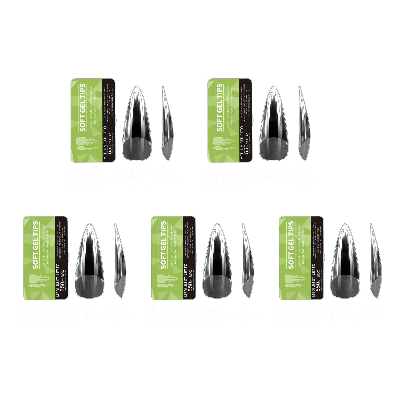 550PCS Chiaro Gel Nail Tips Copertura Completa Morbido Acrilico Press On Estensioni Manicure Professionale Per Salone E Uso Domestico Chiodo A Forma di Mandorla
