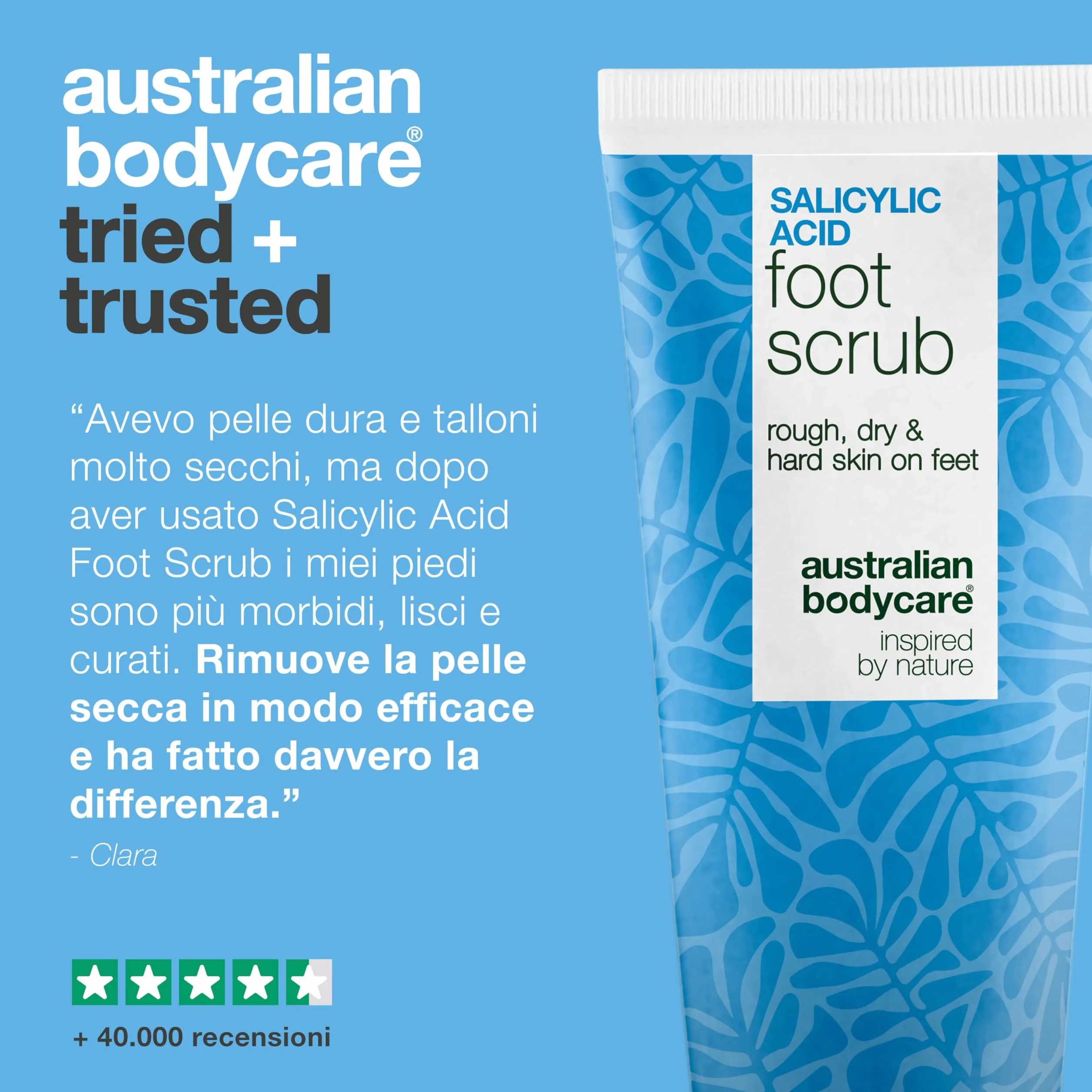 Scrub piedi esfoliante per talloni screpolati, calli, duroni e piedi secchi – peeling AHA/BHA con acido glicolico + acido salicilico e semi di albicocca, rimuove le cellule morte