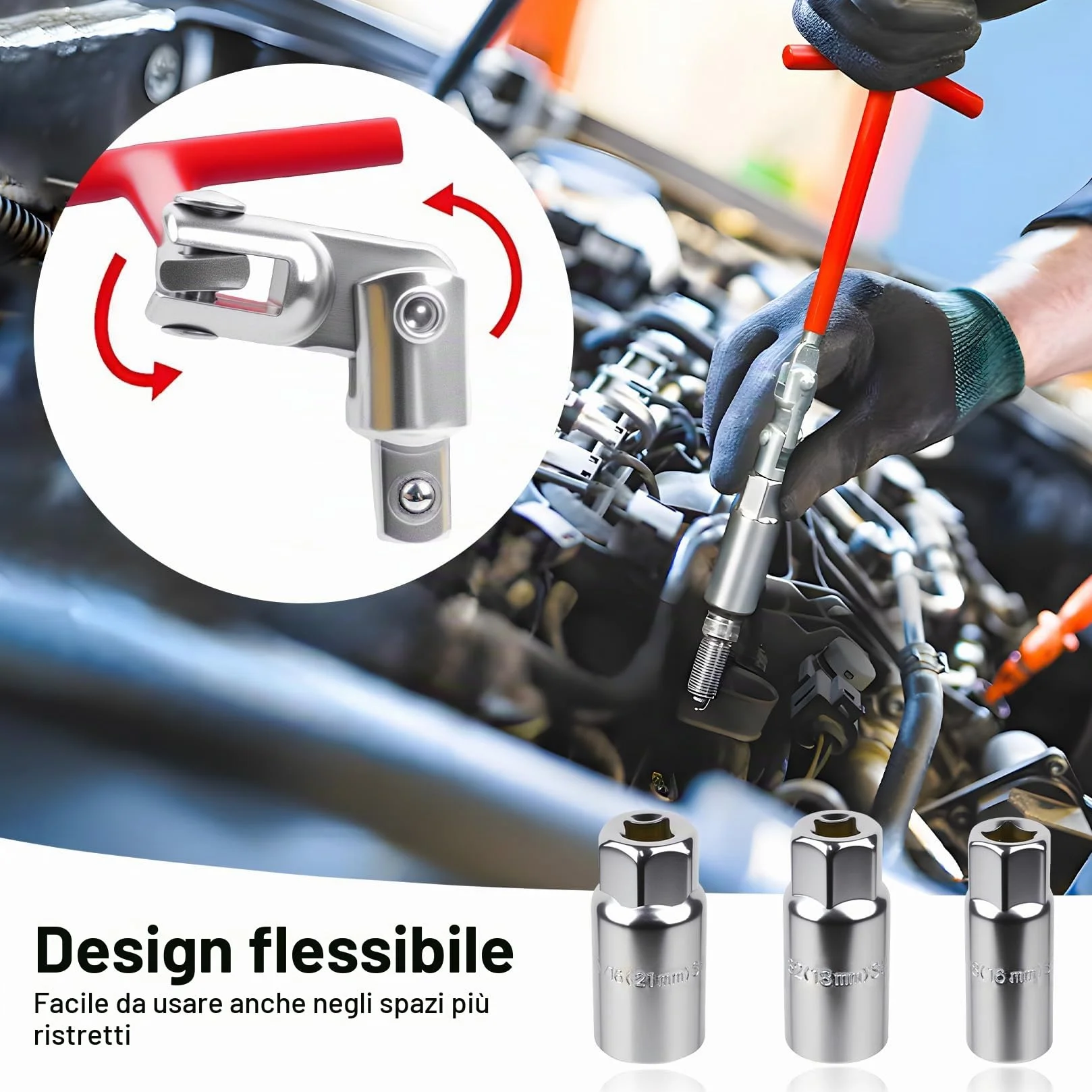 Set Chiavi Candela 16mm 18mm 21mm con Impugnatura a T per Auto e Moto
