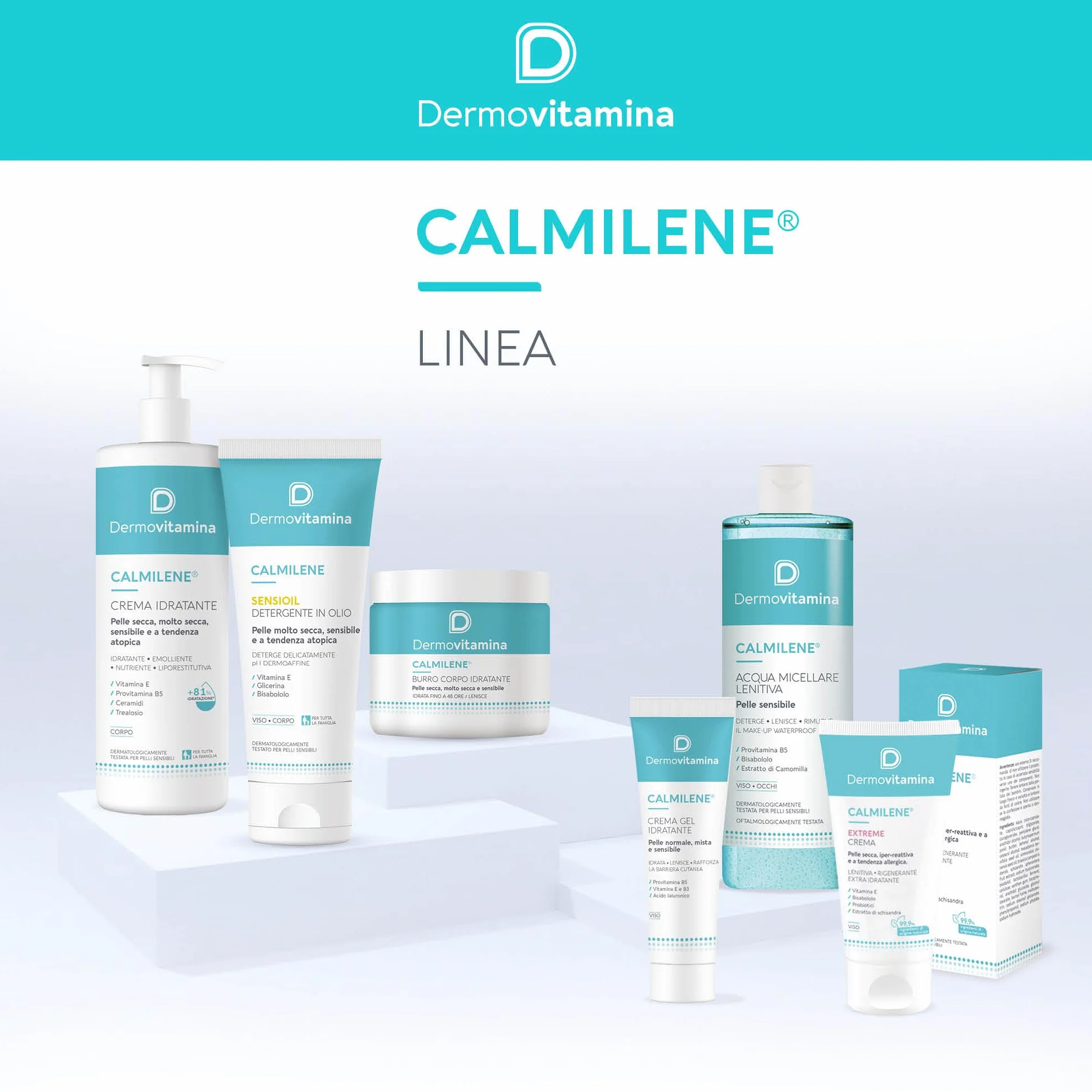 Dermovitamina Calmilene Sensicream Detergente 500 ml - Detergente Viso - Crema Idratante Viso e Corpo - Per pelle sensibili e dermatiti - Con Vitamina E e Calmilene - Senza Sapone