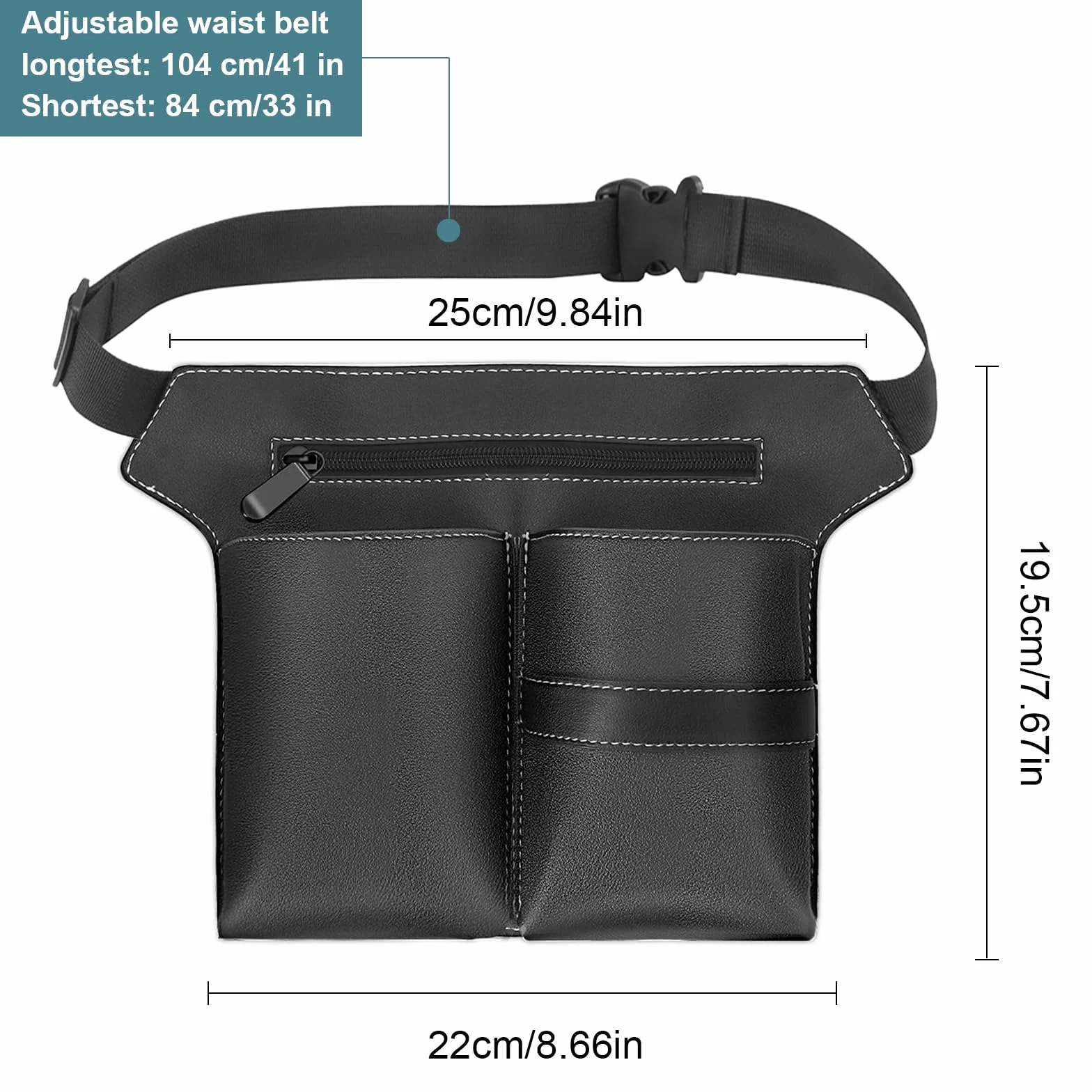 Cintura per Parrucchiere in Pelle Porta Forbici Parrucchiere Borsa a Forbice da Barbiere, Borsa Attrezzi per Forbici con Cintura per Parrucchieri Truccatori (Nero)