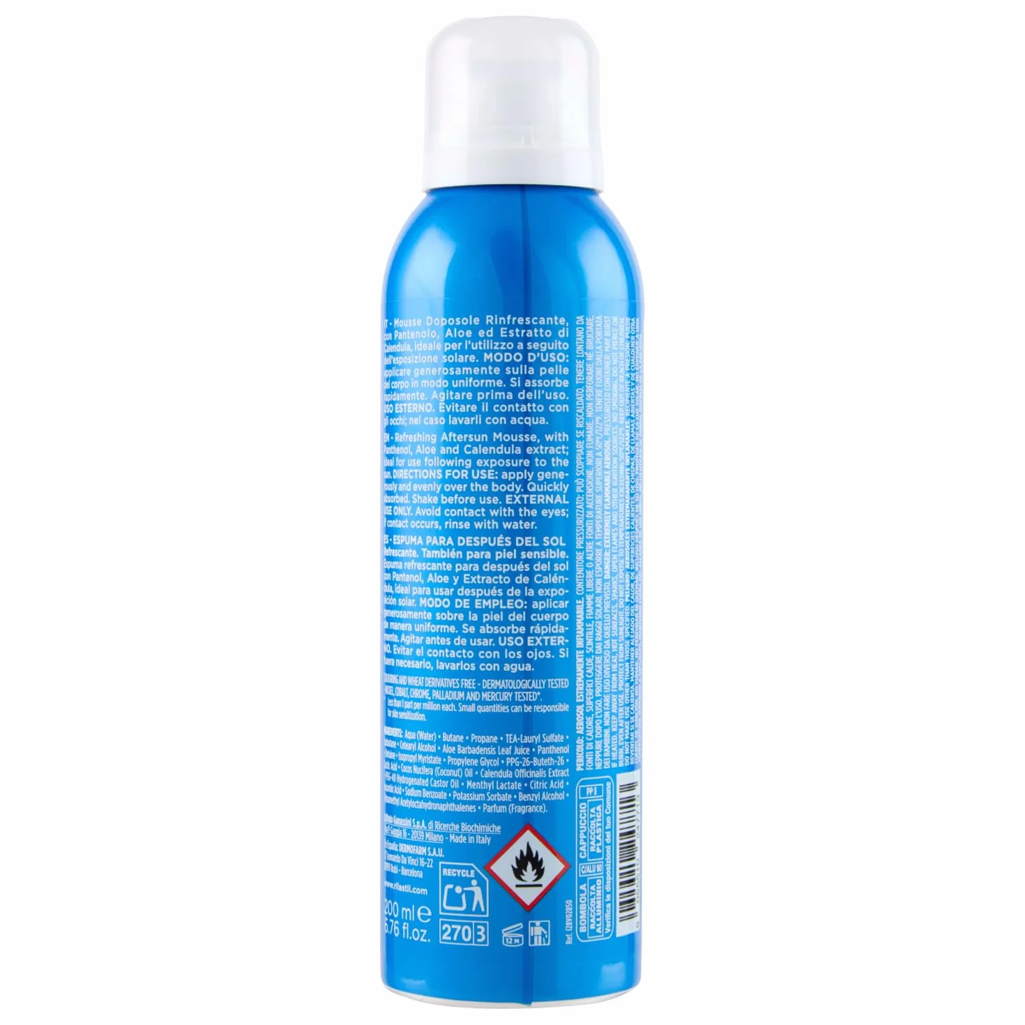 Rilastil Sun System Mousse Doposole Rinfrescante per Pelle Sensibile con Pantenolo, Aloe ed Estratto di Calendula, 200 ml
