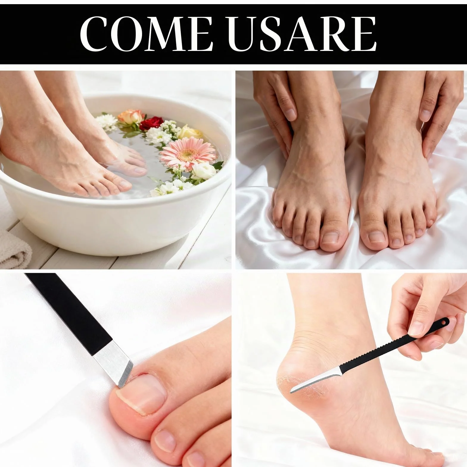 Bisturi per Pedicure Acciaio Inox Kit Professionale 6 Pezzi con Custodia