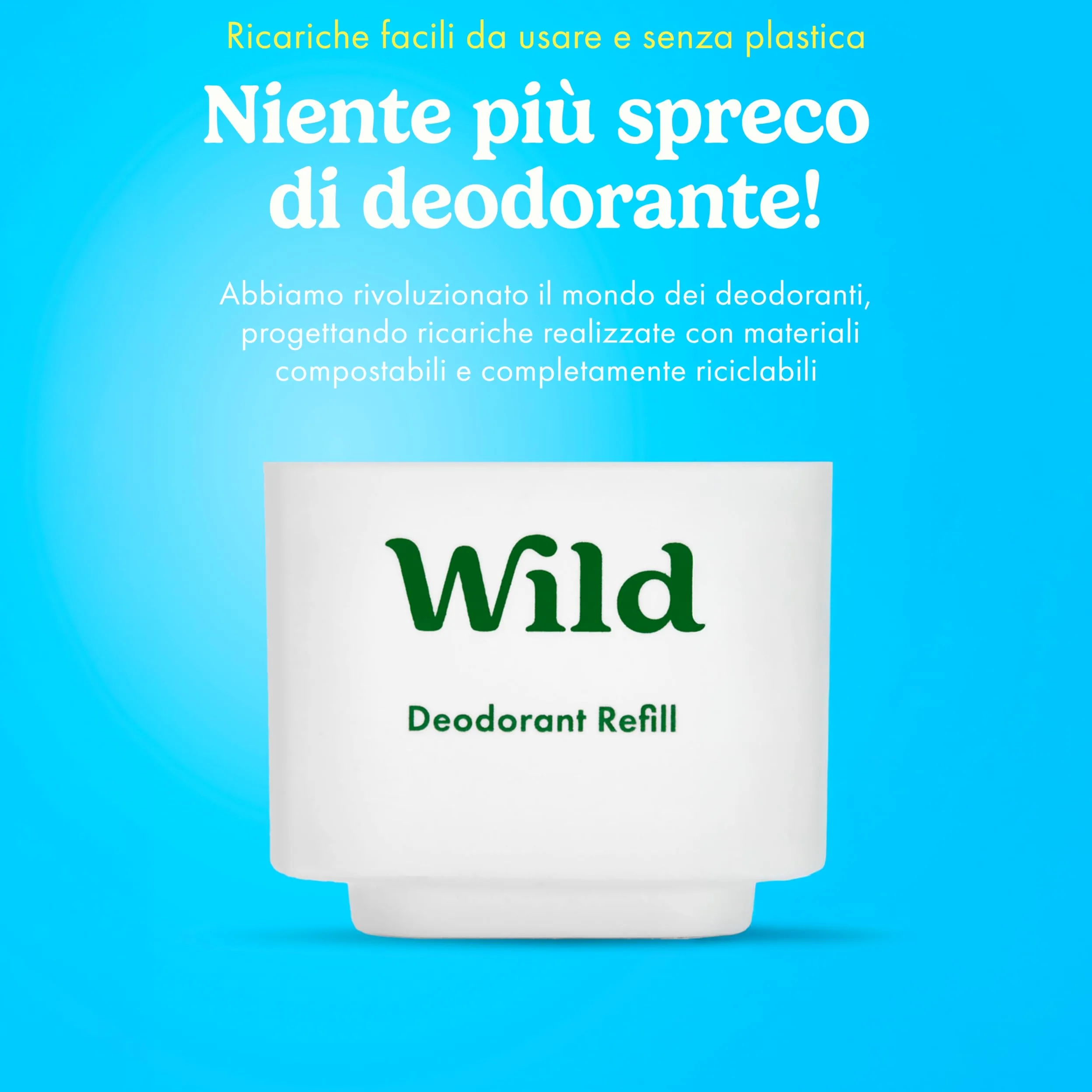Starter pack deodorante naturale ricaricabile Wild 0% alluminio - Contenitore stampa Api e 5 ricariche da 40g con varie fragranze fresche - 24h di protezione dagli odori -Vegano e delicato sulla pelle