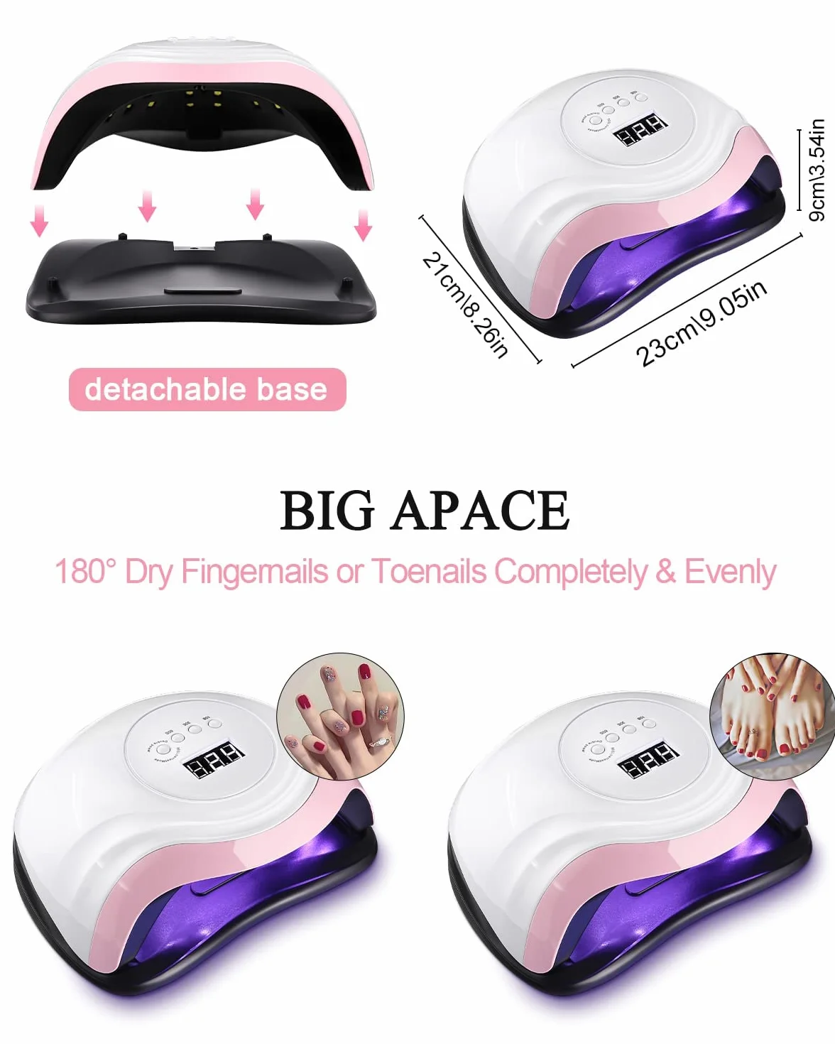 168 W Lampada per Unghie, Lampada a LED UV per Manicure e Pedicure 36 LED Lampada UV Unghie Professionale con Automatico Sensore Display 4 Timers da10s 30s 60s 99s (Elegant-White Pink)