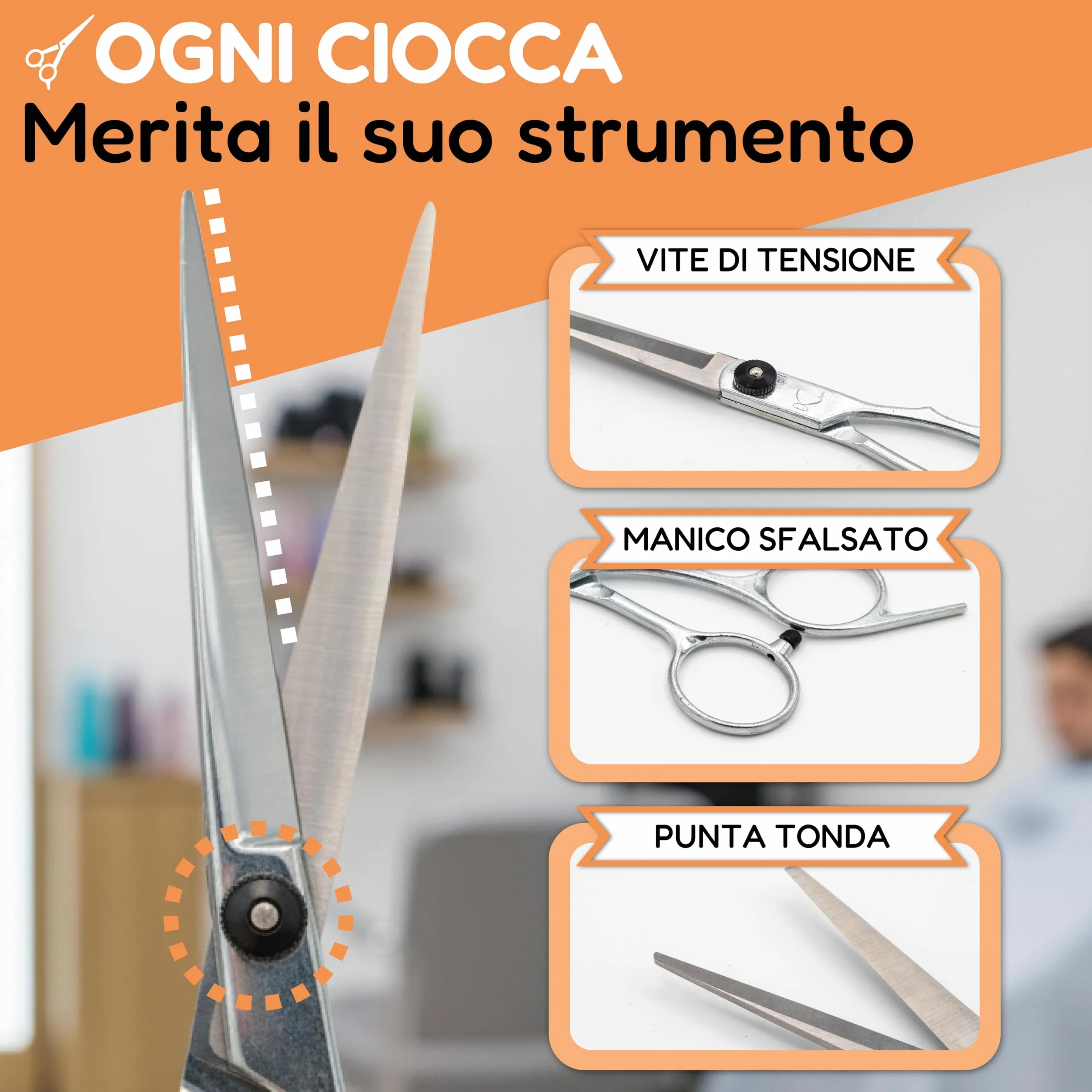 Forbici Parrucchiere Professionali 6 Pollici Acciaio Inox Ergonomiche con Custodia per Barbiere Uomo Donna
