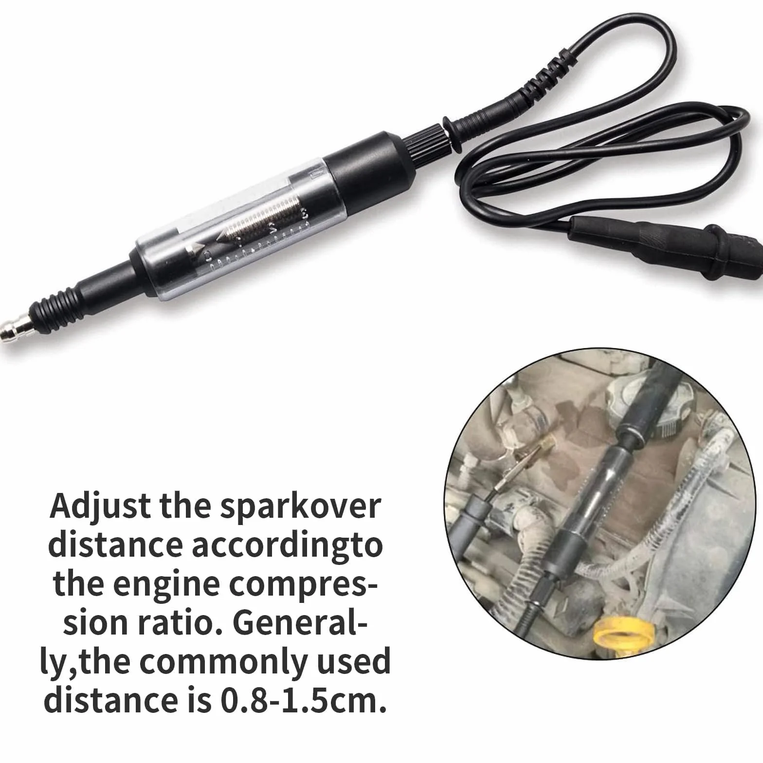 NIYATA Tester di Accensione per Candele Auto Moto Camion con Cavo Nero
