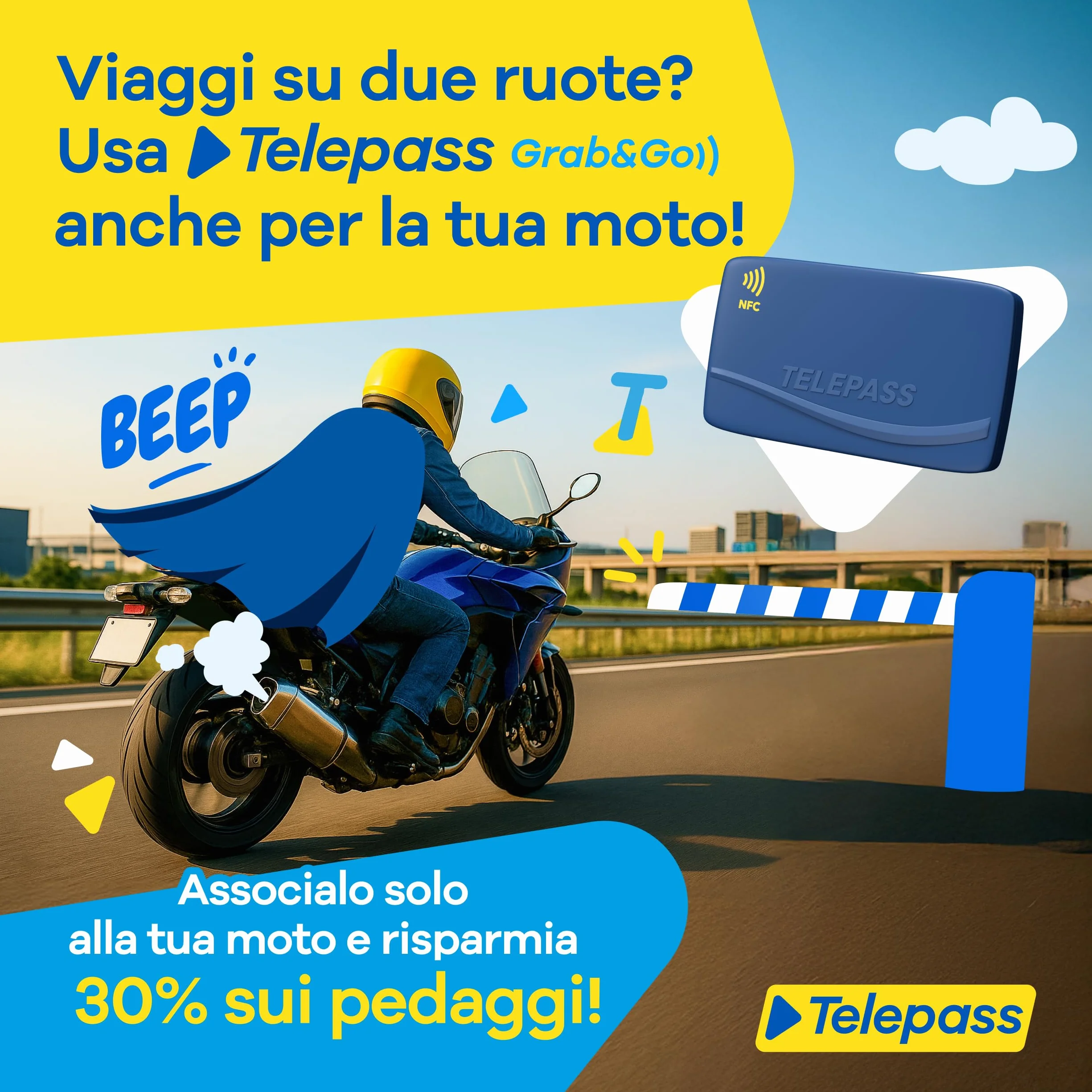 Telepass Grab&Go – Dispositivo Pay-Per-Use per Pedaggi, Parcheggi, Strisce Blu, Area C, e-Vignette, Traghetti Stretto Messina