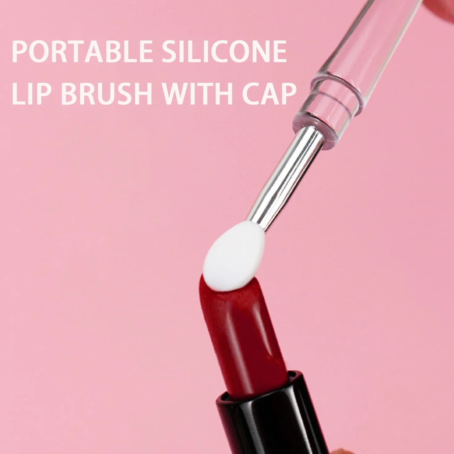 Mini spazzola per labbra con cappuccio, applicatore portatile in silicone riutilizzabile per rossetto, bacchette per lucidalabbra