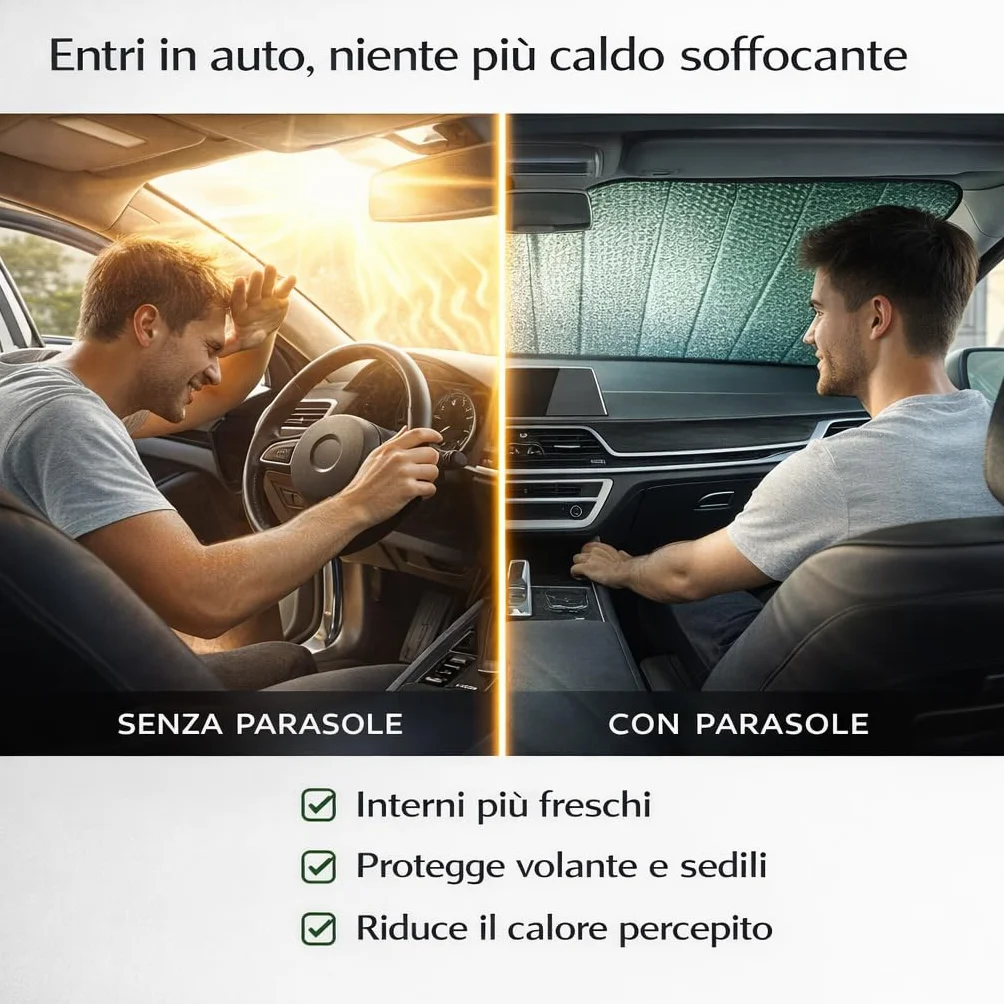 Parasole Auto Parabrezza Interno Pieghevole Coprisole UV con Ventose e Elastici Protezione Solare Cruscotto Sedili Universale Auto SUV Furgoni Argento