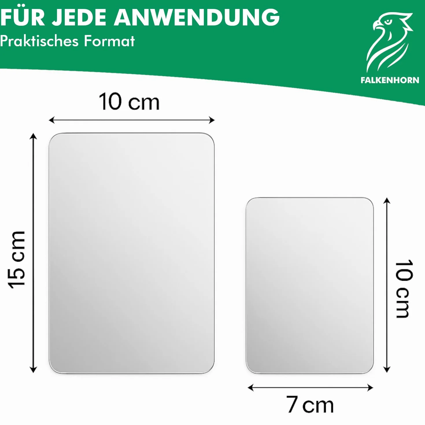 Specchio a mano acrilico ultra piatto rettangolare 10,0 x 15,0 cm