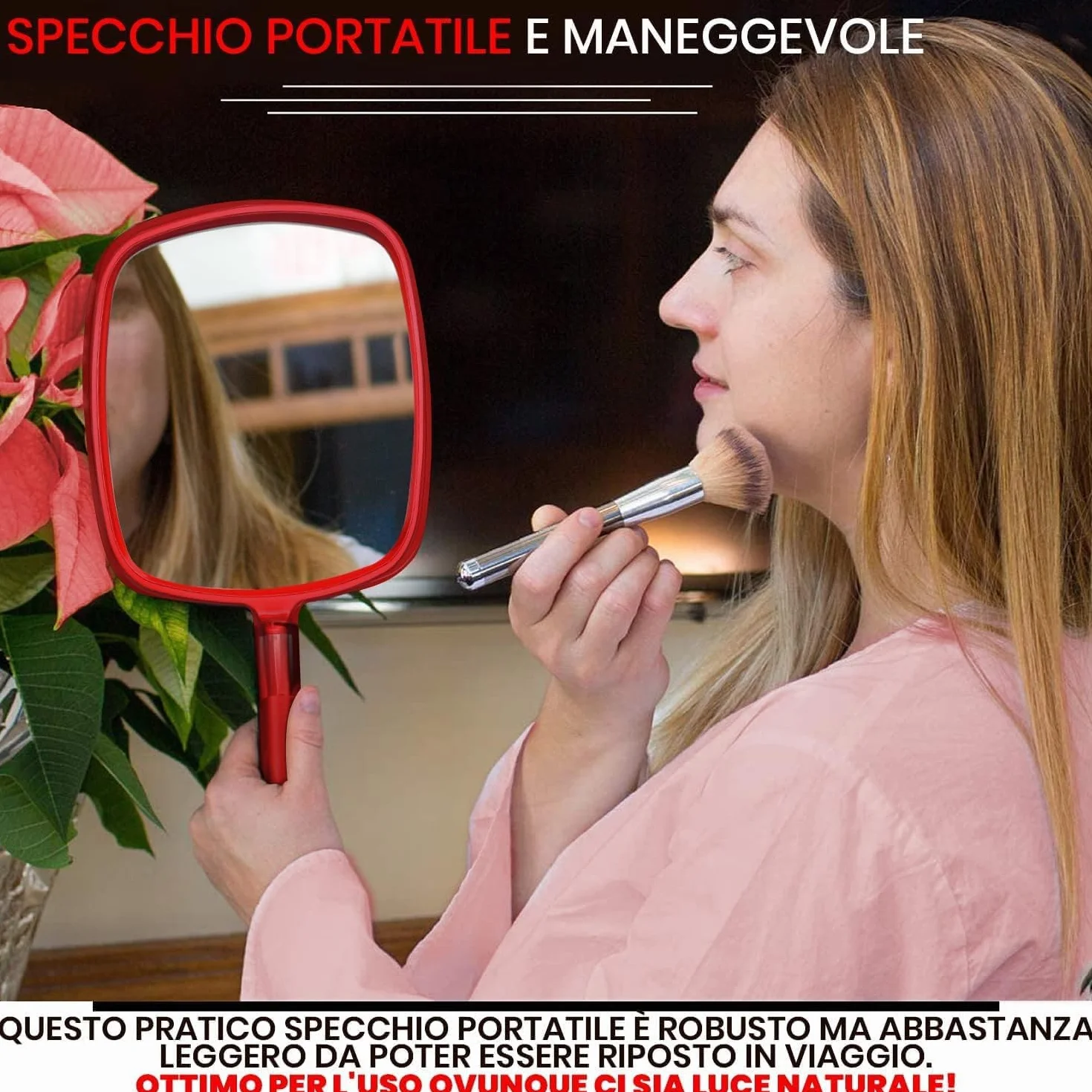 Mirrorvana Specchio a mano professionale con manico per parrucchiere, barbiere, salone di bellezza e trucco, 23 x 20 cm
