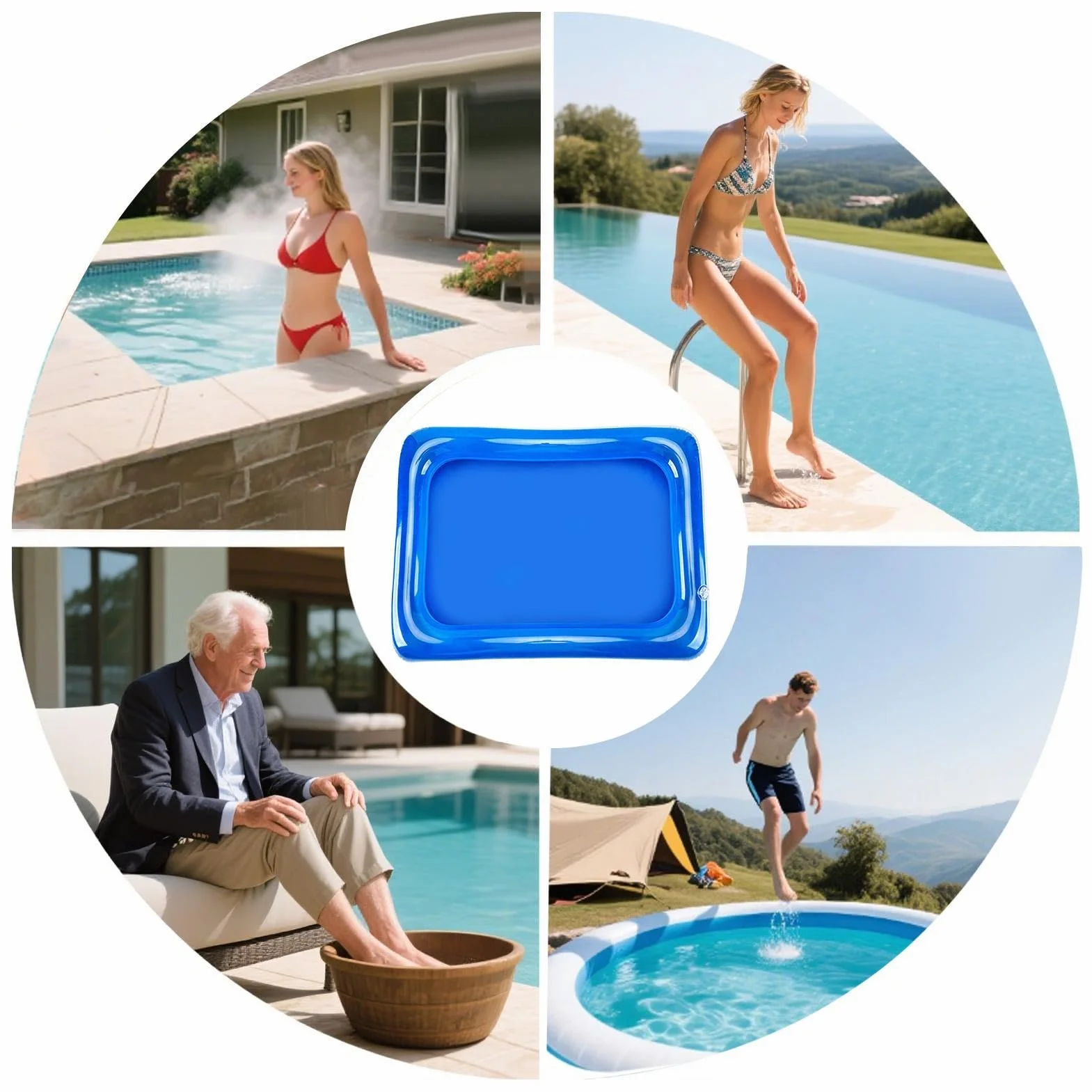Pediluvio Da Piscina Per Scala – Vasca Per Il Risciacquo Dei Piedi Gonfiabile | Lavabo Per Piscina | Vassoio Pulito Spa | Tappetino Portatile In PVC Da 23,62 X 17,72 Pollici 60 X 45 Cm Per Bambini