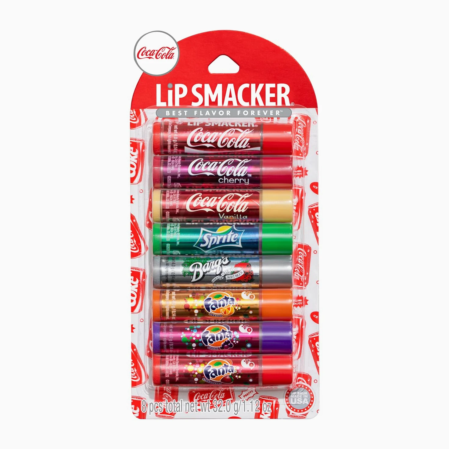 Lip Smacker s Coca Cola Fanta Sprite Coke Bargs, Set di 8 Lip Balms by Bonne Bell
