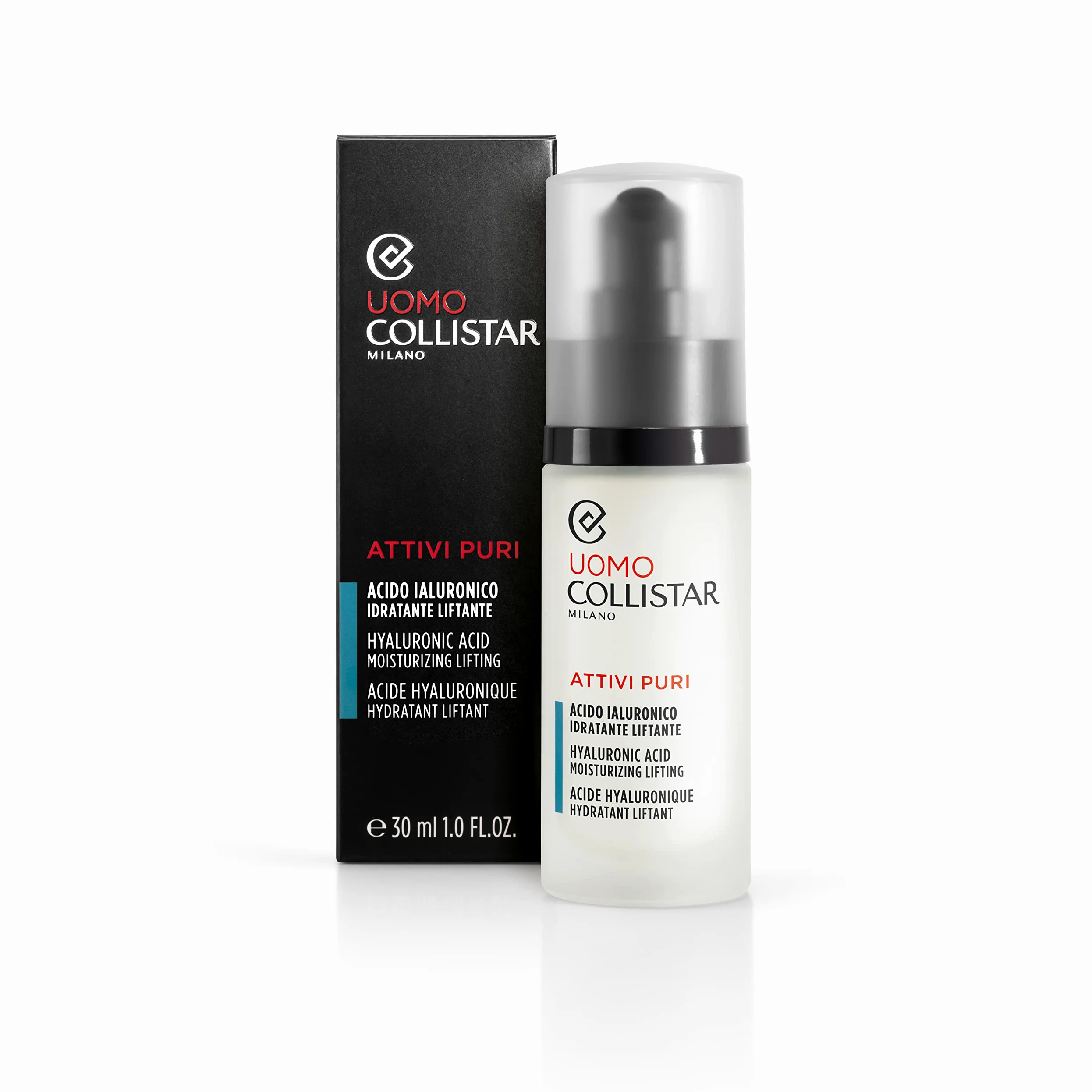 Collistar Hydra Uomo Idratante Protettivo Quotidiano, Crema Viso e Occhi 24h, 80 ml & Attivi Puri Uomo Siero Acido Ialuronico Idratante Liftante, Siero ricompattante anti-rughe 30 ml