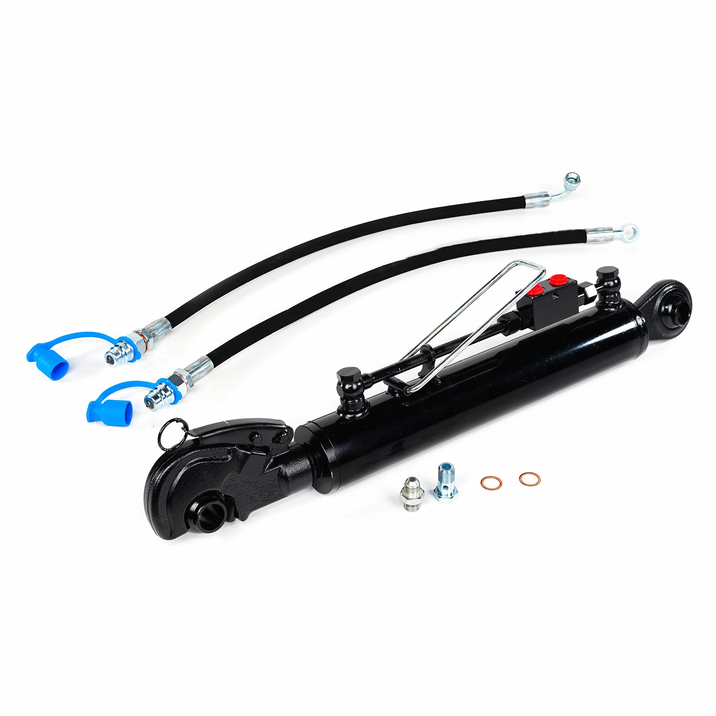 Terzo punto idraulico per trattore CAT2 + 2 ganci gancio 300 mm Corsa blocco di bloccaggio con completo di tubi e nippli